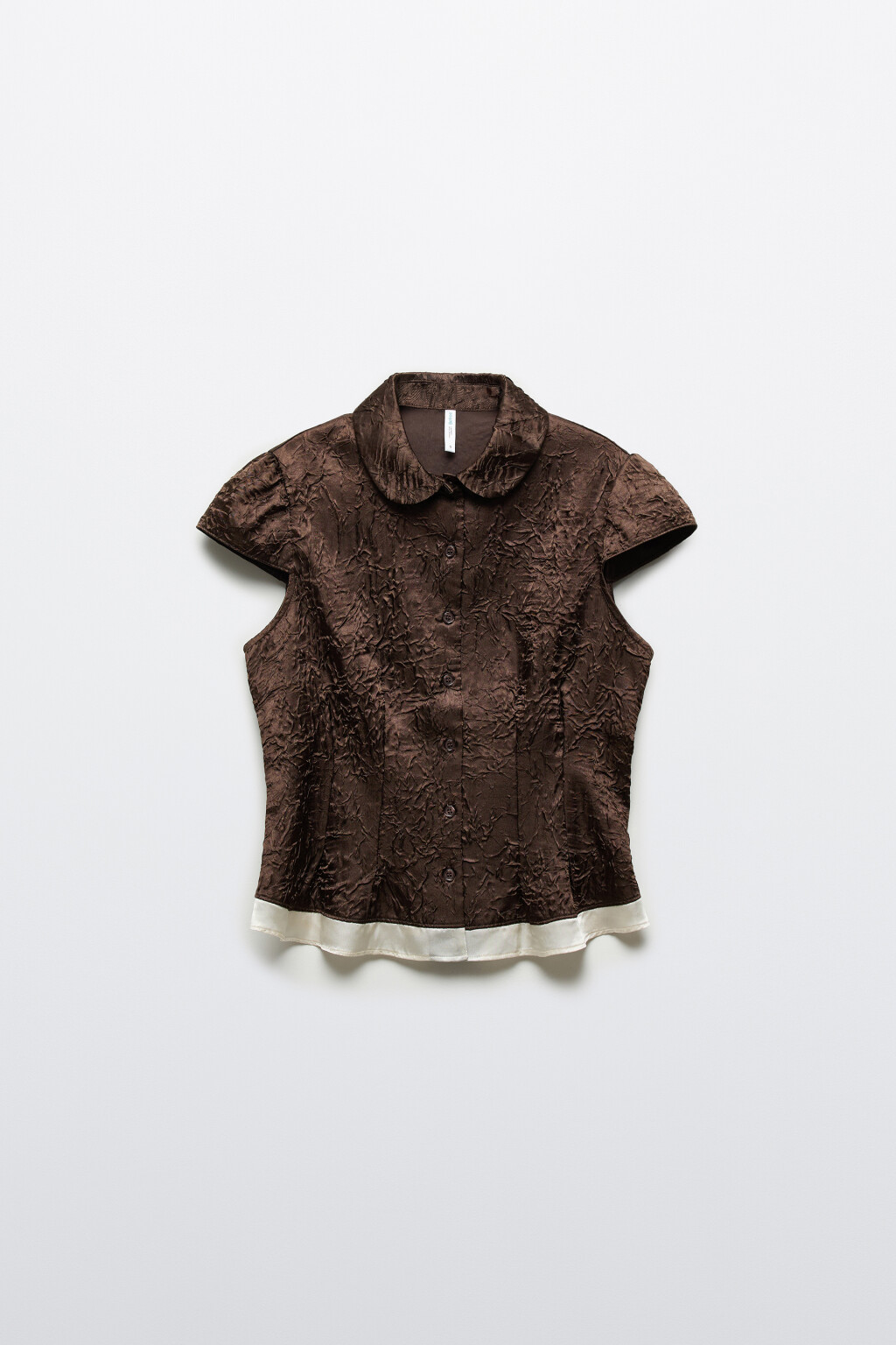 Блузка из жатого сатина - цвет коричневый - 7