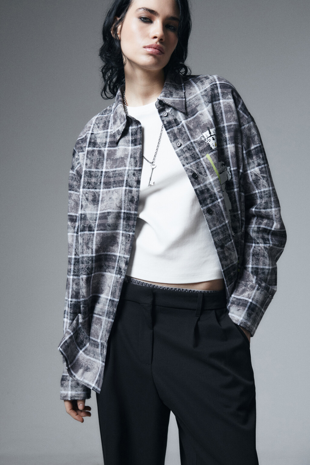 Рубашка с необработанными краями и принтом - цвет мультиколор - 2