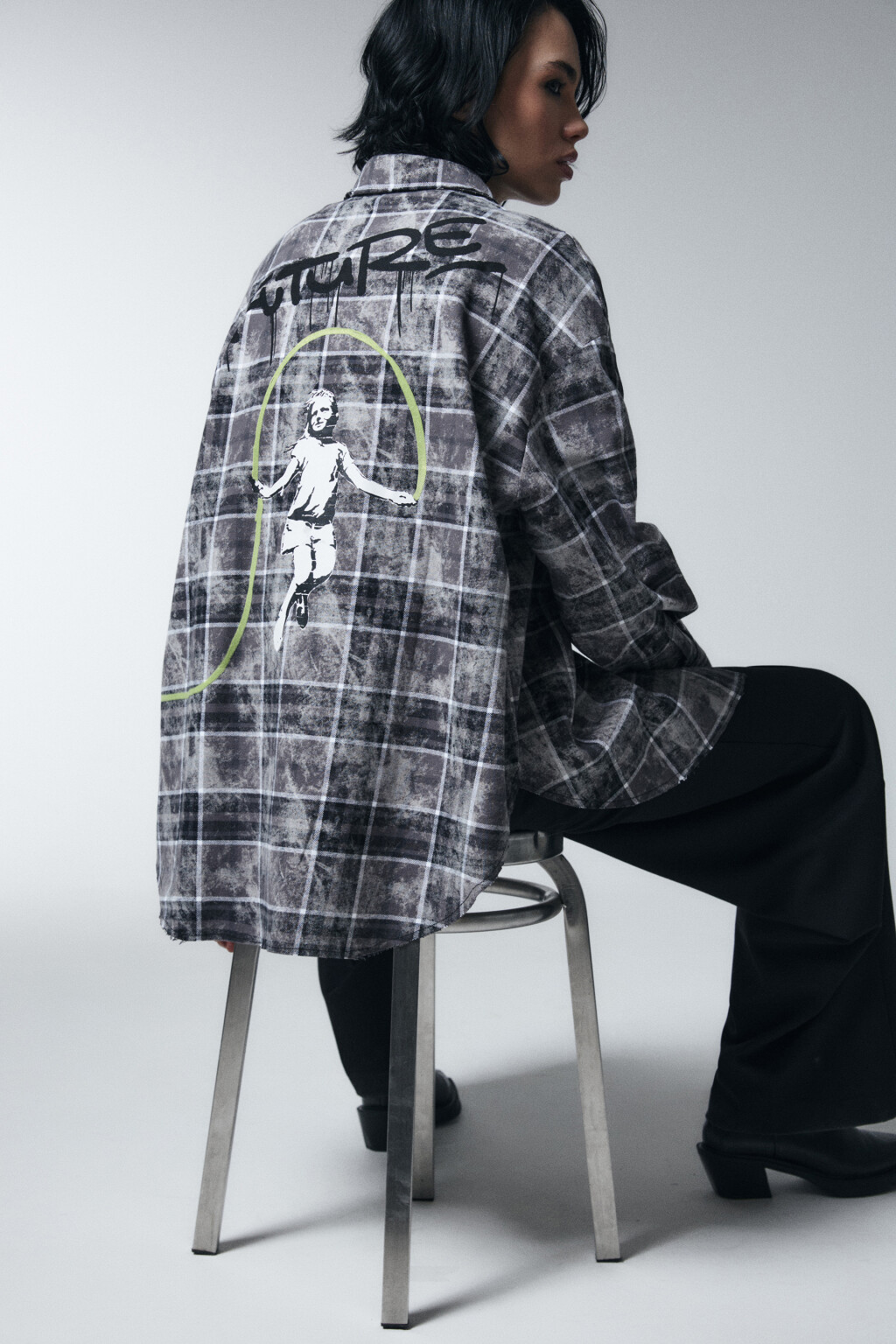 Рубашка с необработанными краями и принтом - цвет мультиколор - 1