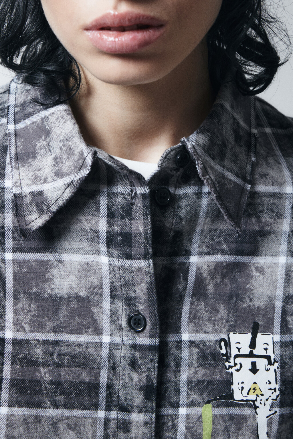 Рубашка с необработанными краями и принтом - цвет мультиколор - 8