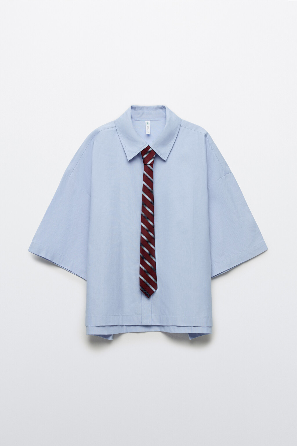 Рубашка oversize с галстуком - цвет голубой - 1