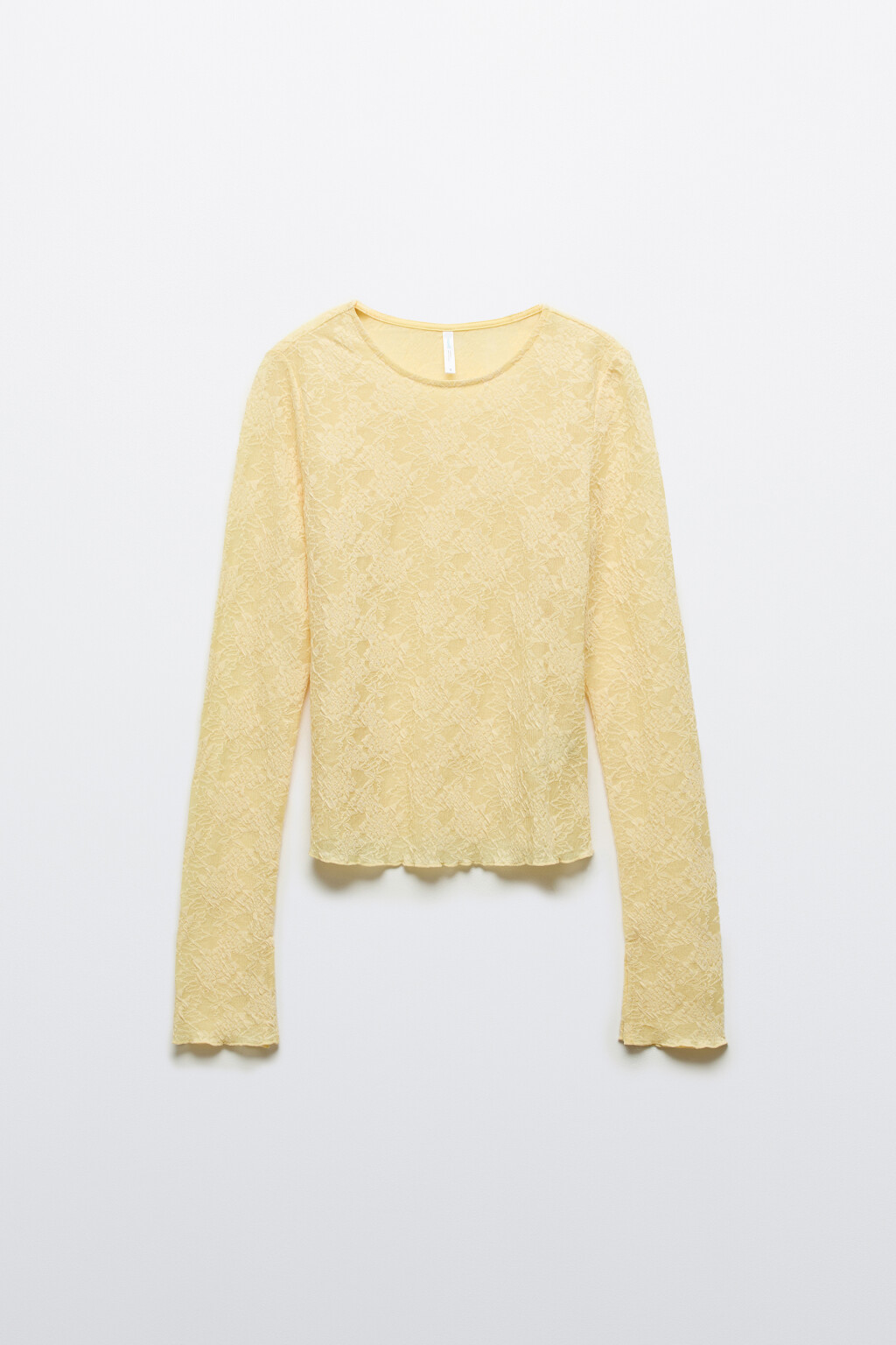 Лонгслив полуприлегающий ажурный - цвет ванильный - 1