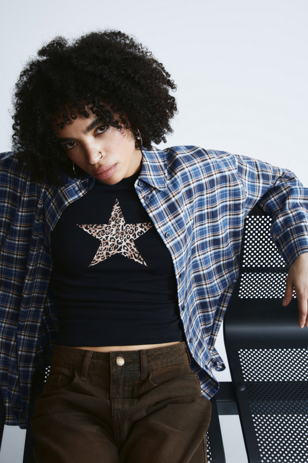 Рубашка фланелевая в клетку - цвет синий - 1