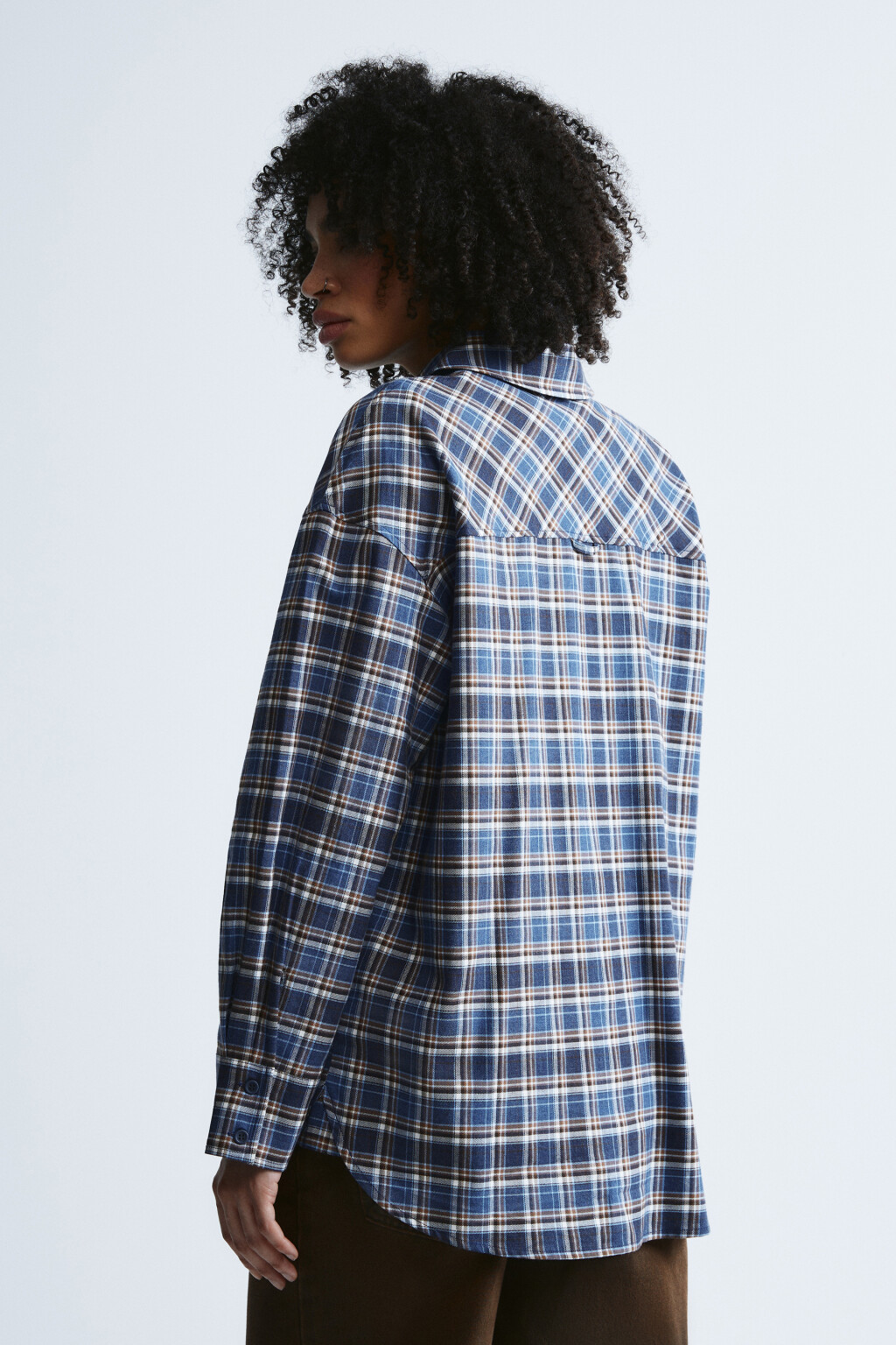 Рубашка фланелевая в клетку - цвет синий - 4