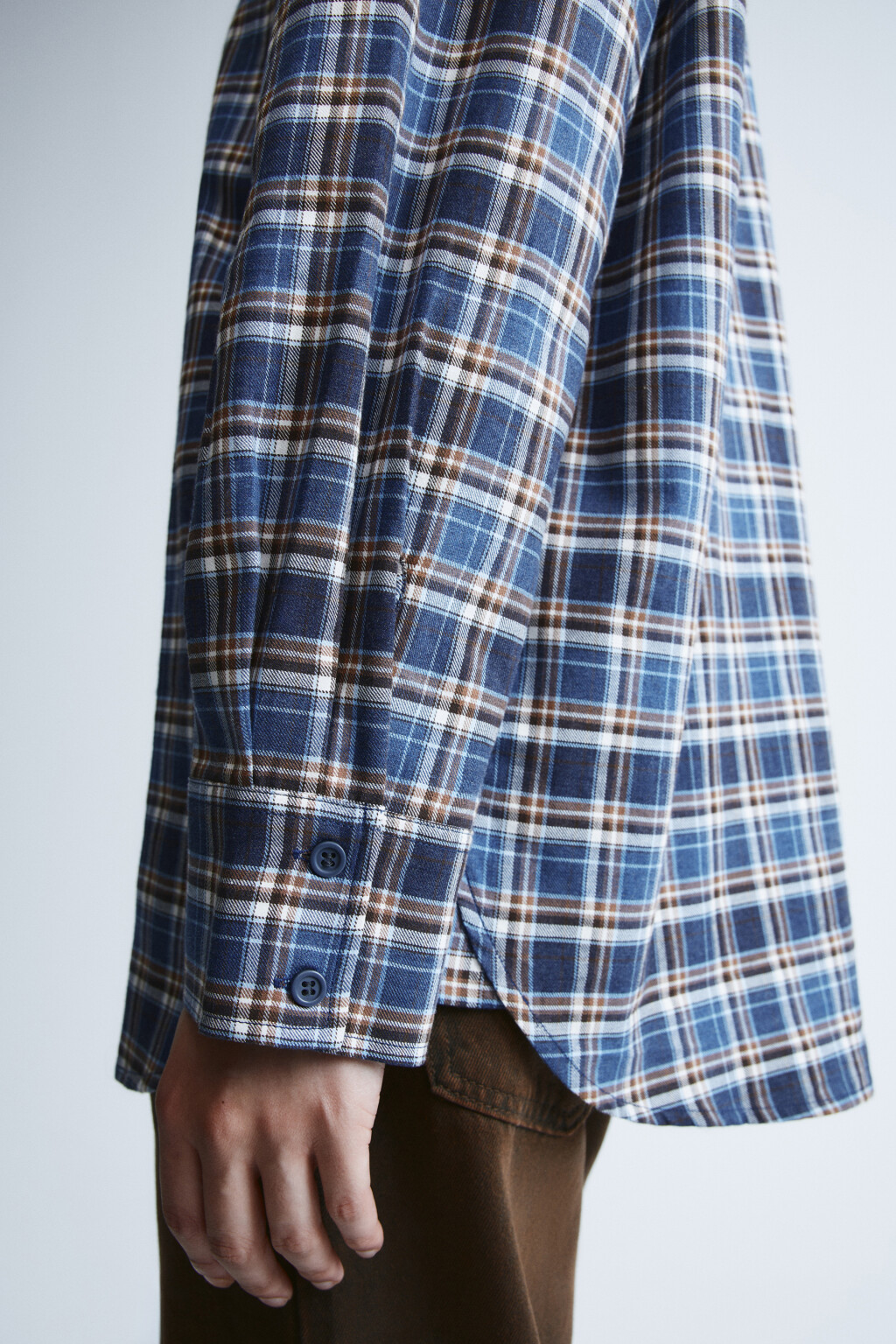 Рубашка фланелевая в клетку - цвет синий - 7