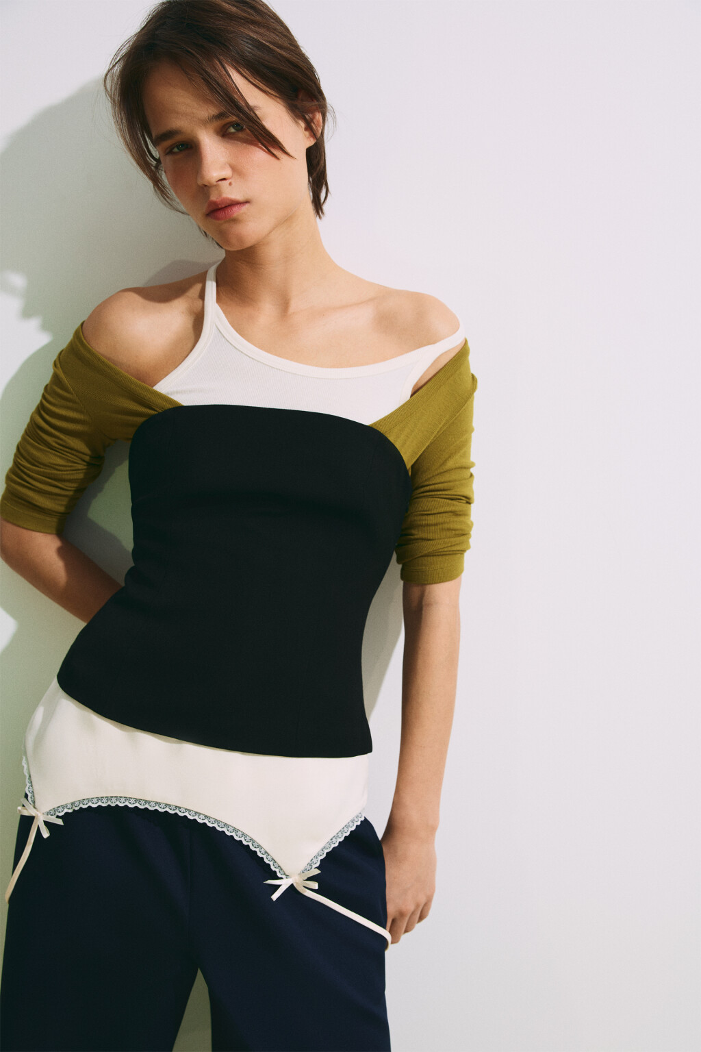 Топ-корсет с бельевым низом - цвет черный - 1