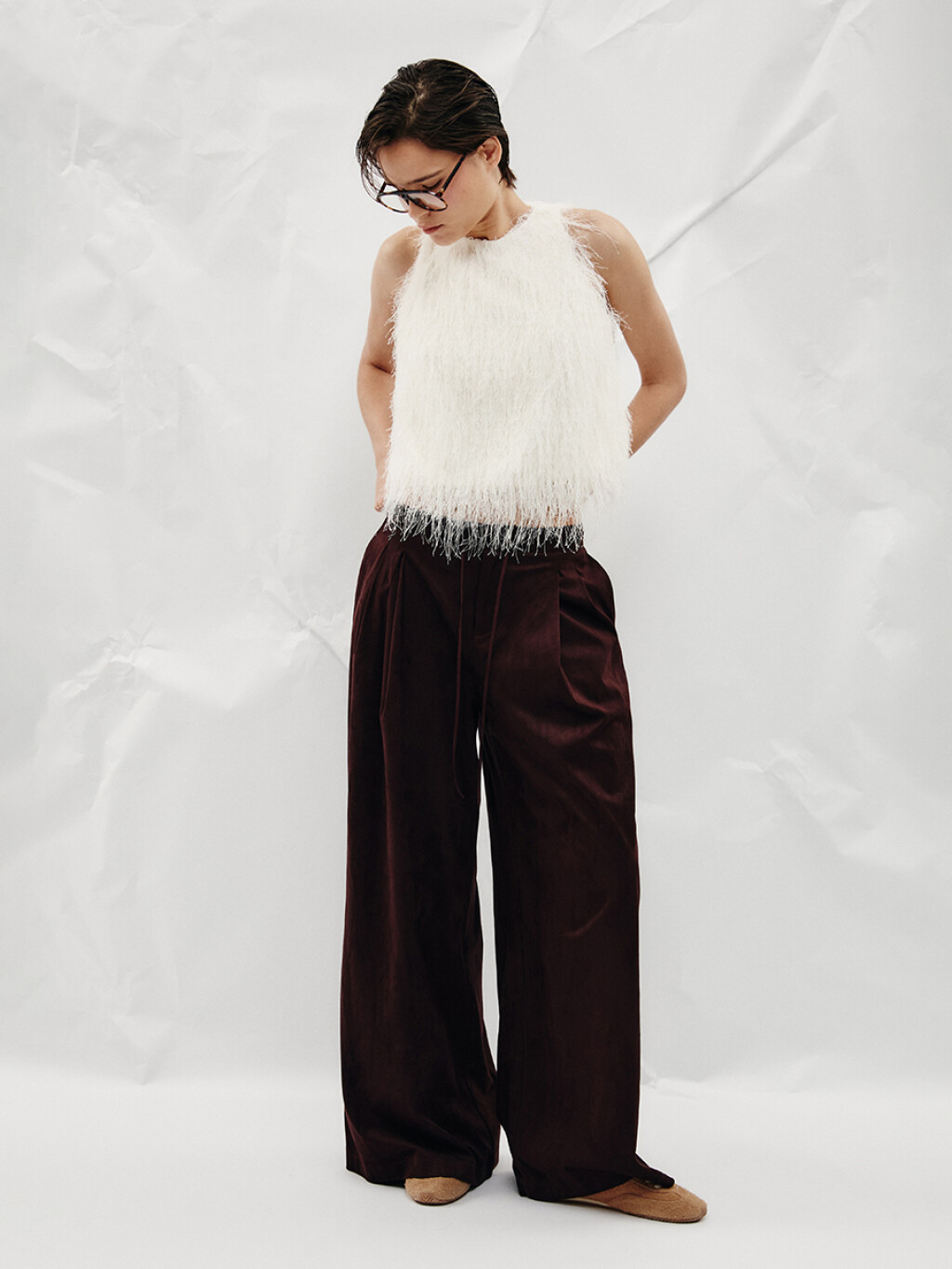 Блузка-топ с бахромой - цвет молочный - 4