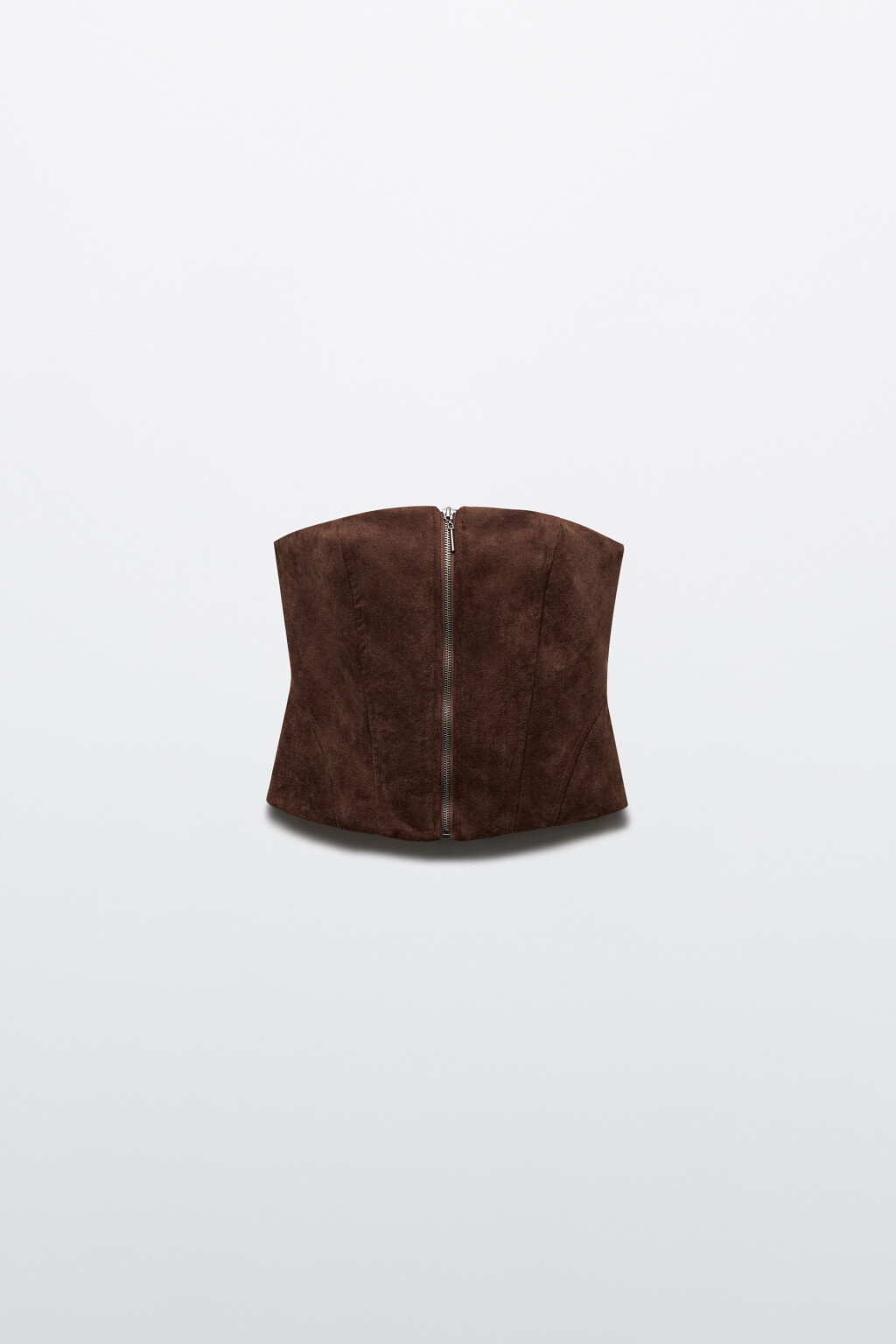 Топ-корсет на молнии велюровый - цвет коричневый - 8