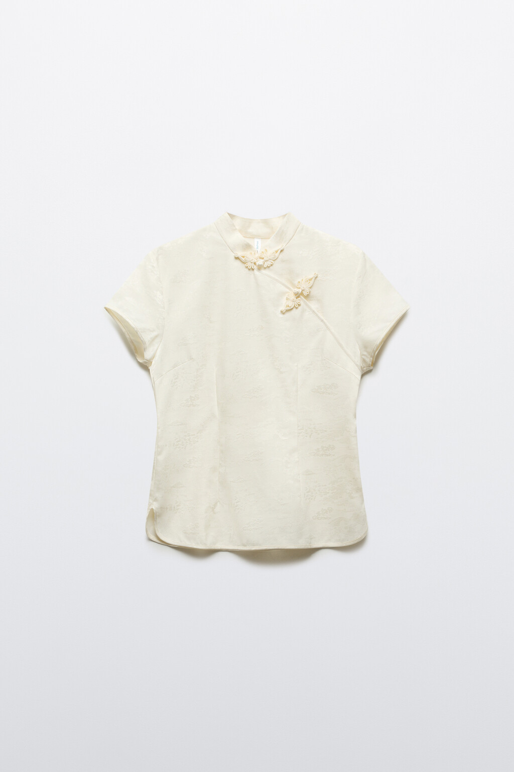 Блузка атласная в азиатском стиле - цвет белый - 9