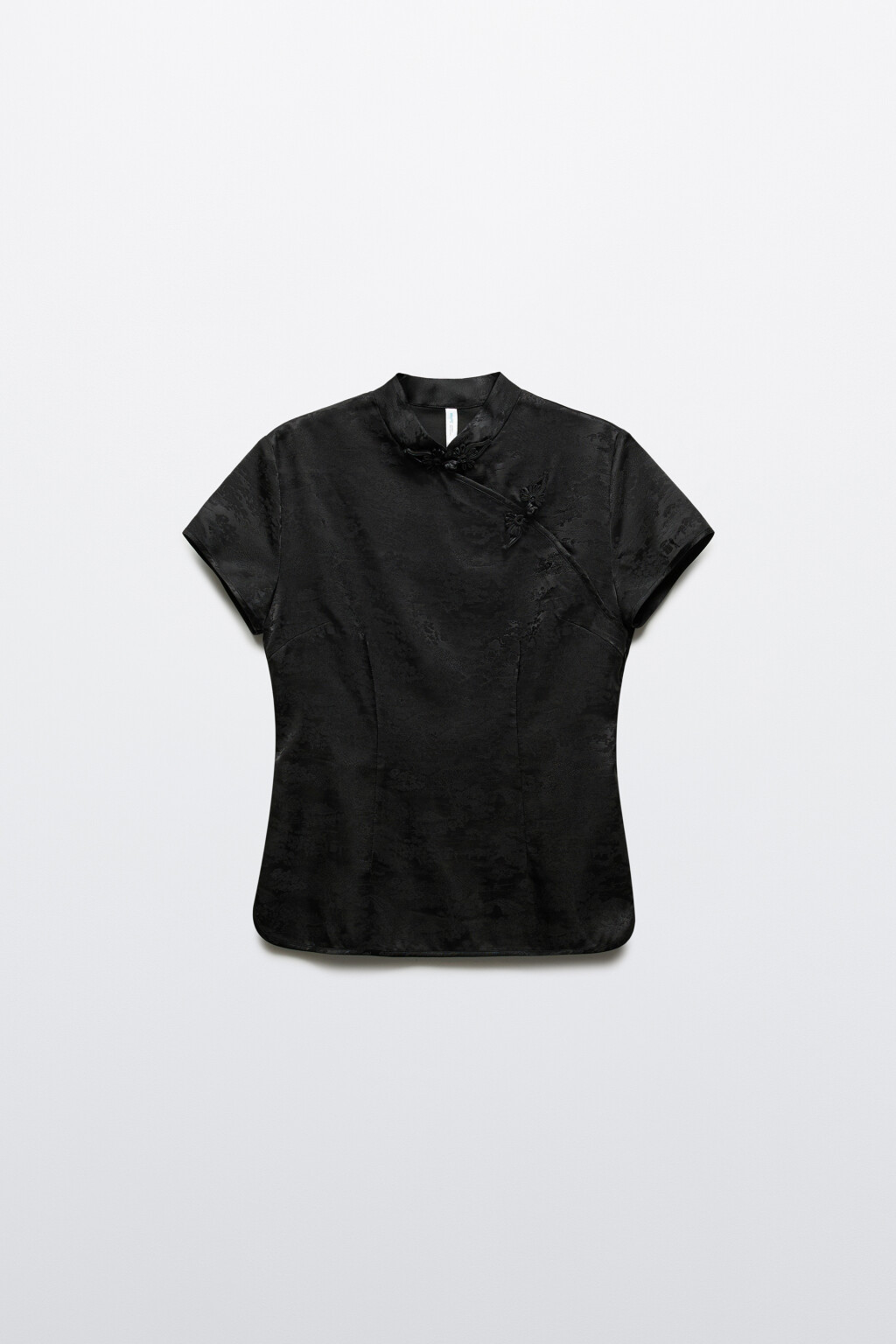 Блузка атласная в азиатском стиле - цвет черный - 9