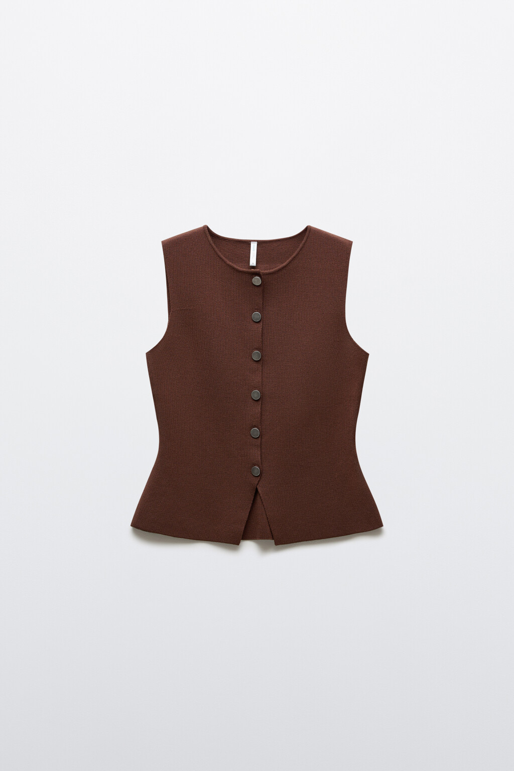 Жилет жаккардовый приталенный - цвет коричневый - 1