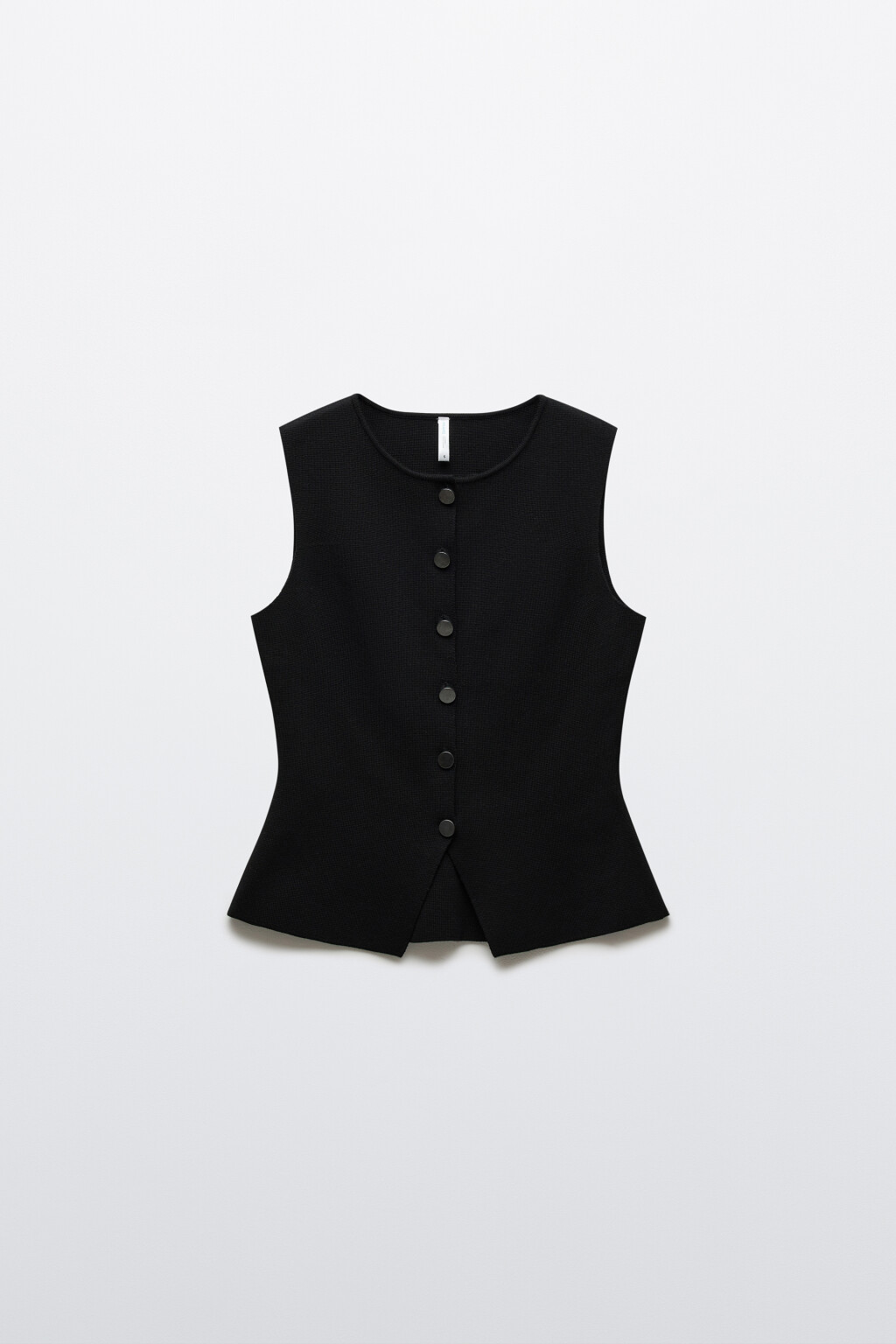 Жилет жаккардовый приталенный - цвет черный - 1