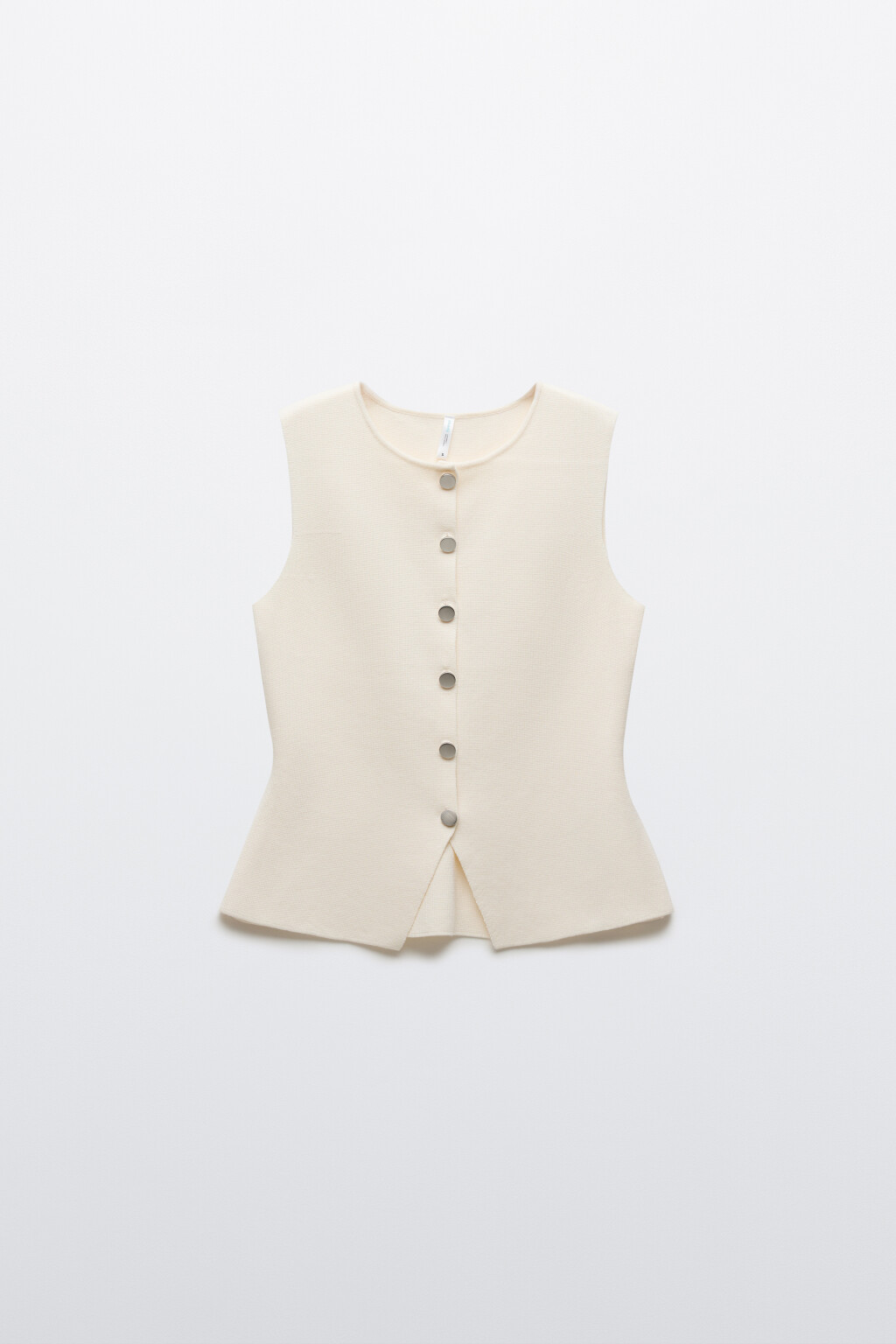 Жилет жаккардовый приталенный - цвет молочный - 1