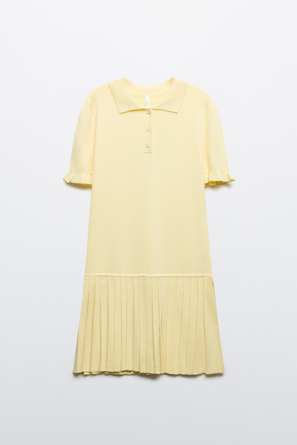 Платье-поло мини с юбкой в складку - цвет желтый - 8