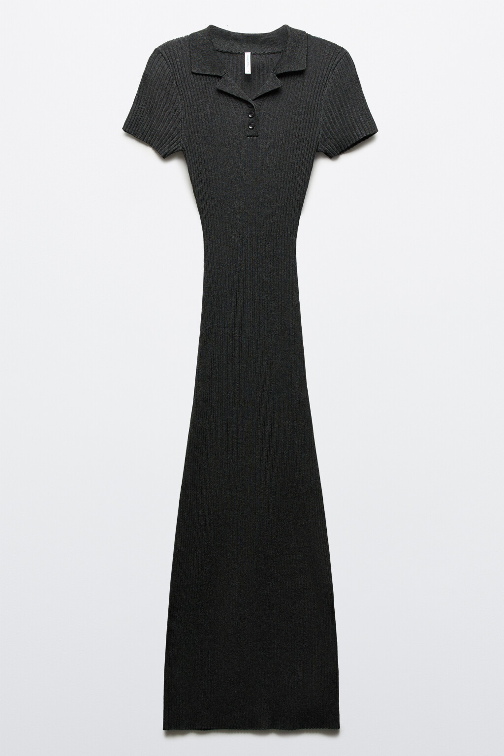 Платье-поло макси облегающее в рубчик - цвет серый - 8