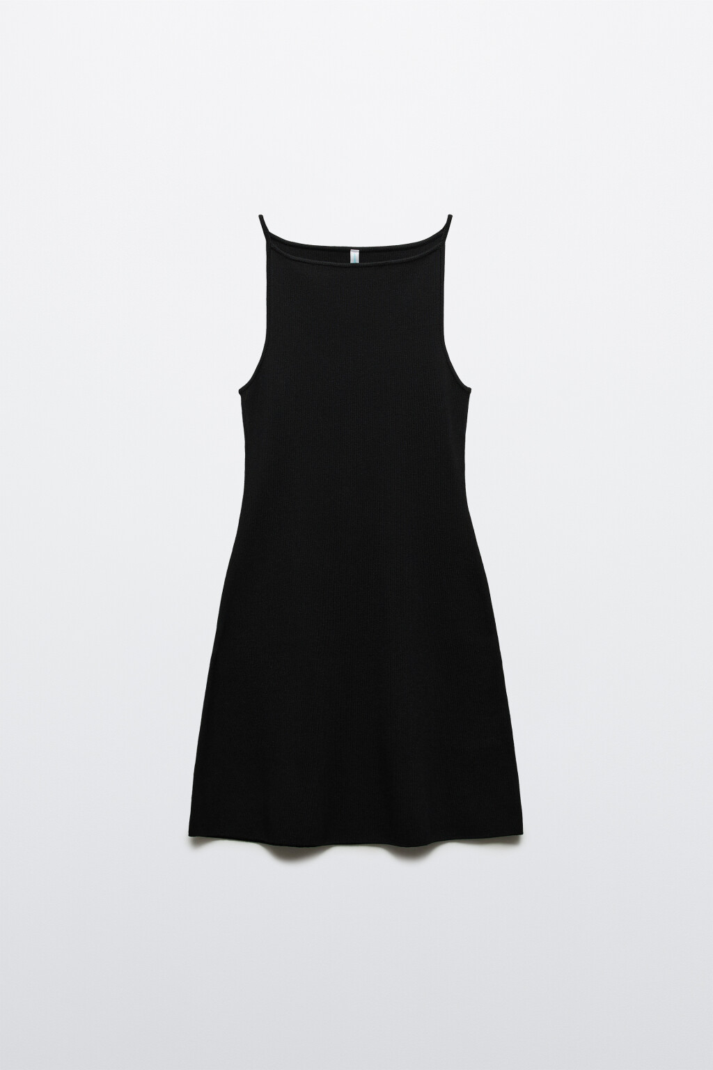 Платье-майка мини вязаное в рубчик - цвет черный - 1
