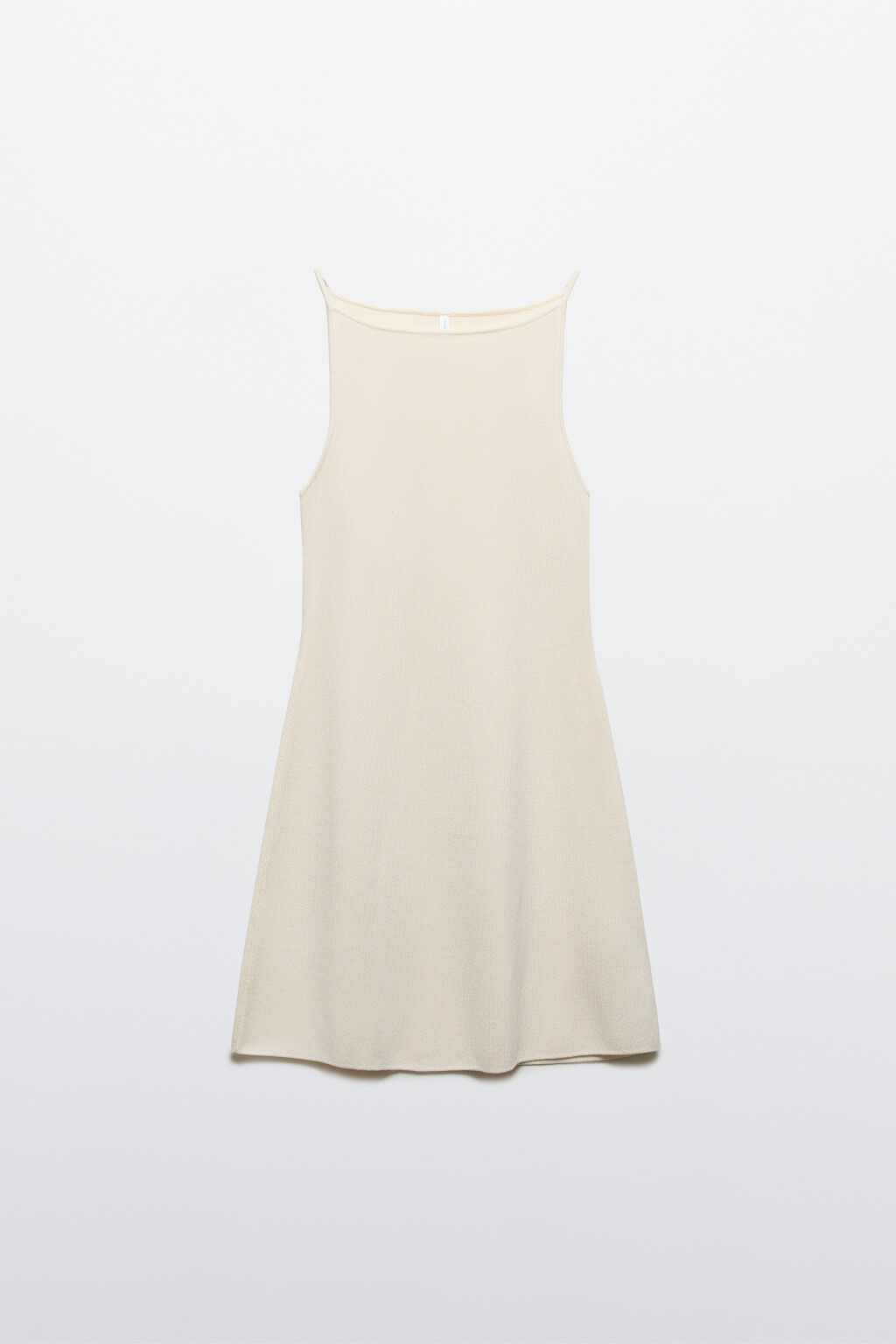 Платье-майка мини вязаное в рубчик - цвет молочный - 1