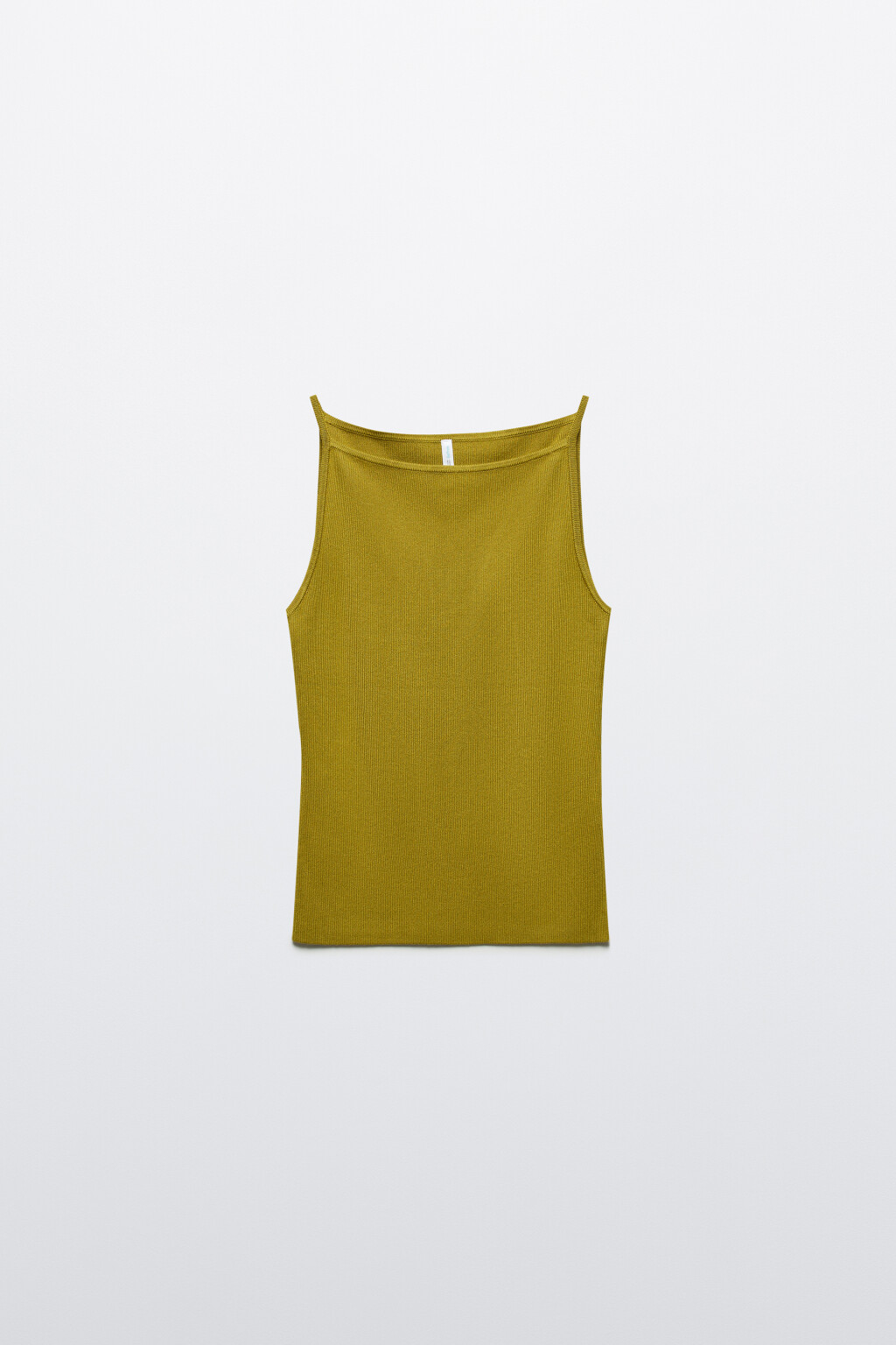 Майка-топ облегающая в рубчик на коротких бретелях - цвет зеленый - 1