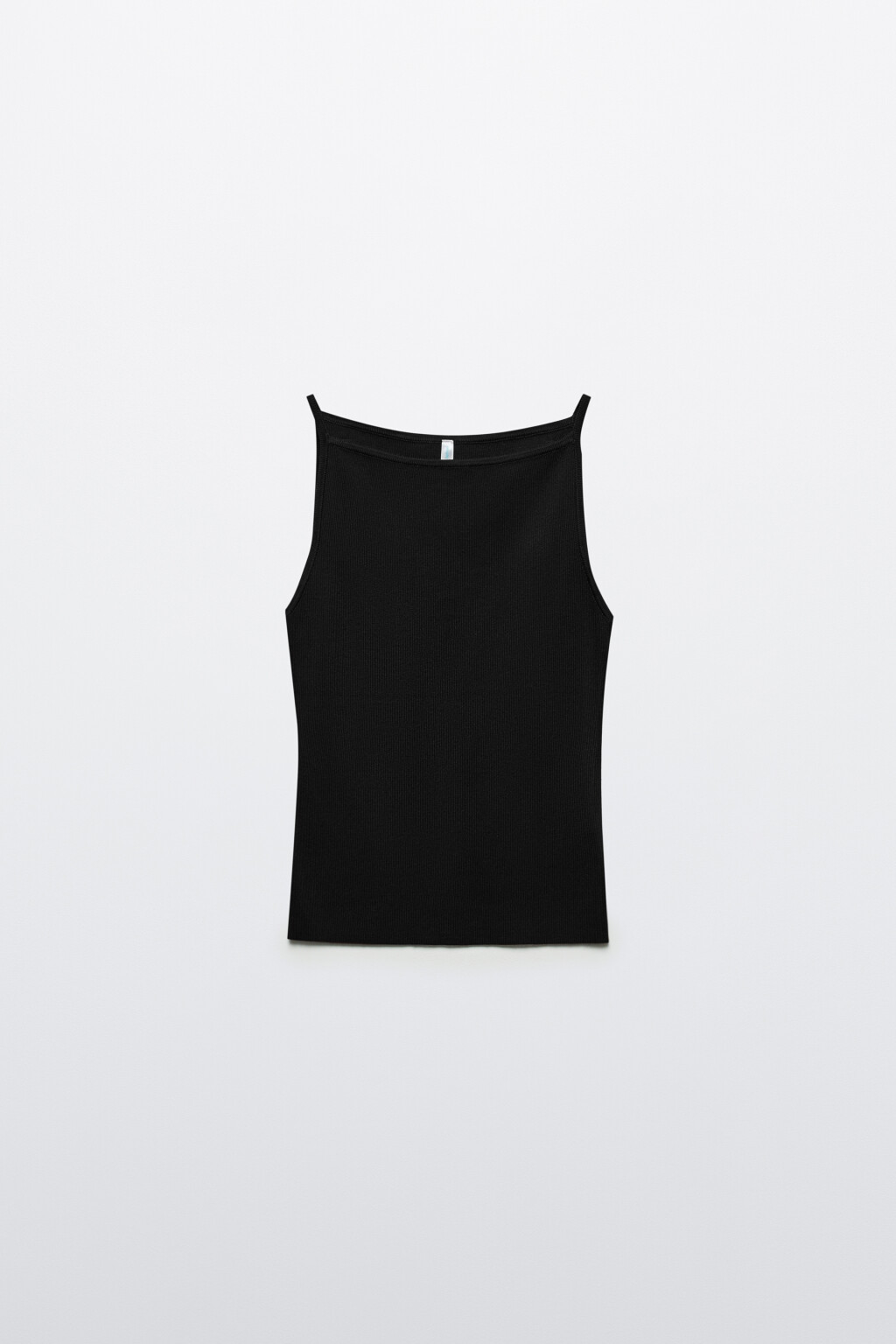 Майка-топ облегающая в рубчик на коротких бретелях - цвет черный - 1