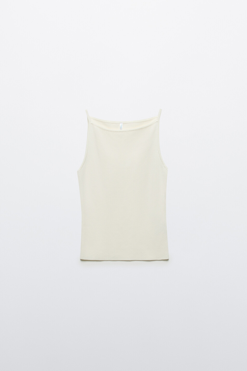 Майка-топ облегающая в рубчик на коротких бретелях - цвет молочный - 1