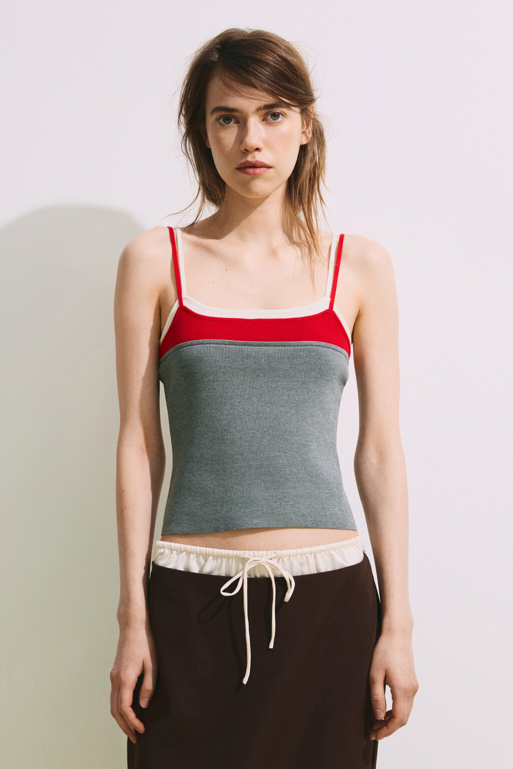 Майка-топ вязаная трехслойная - цвет серый - 3