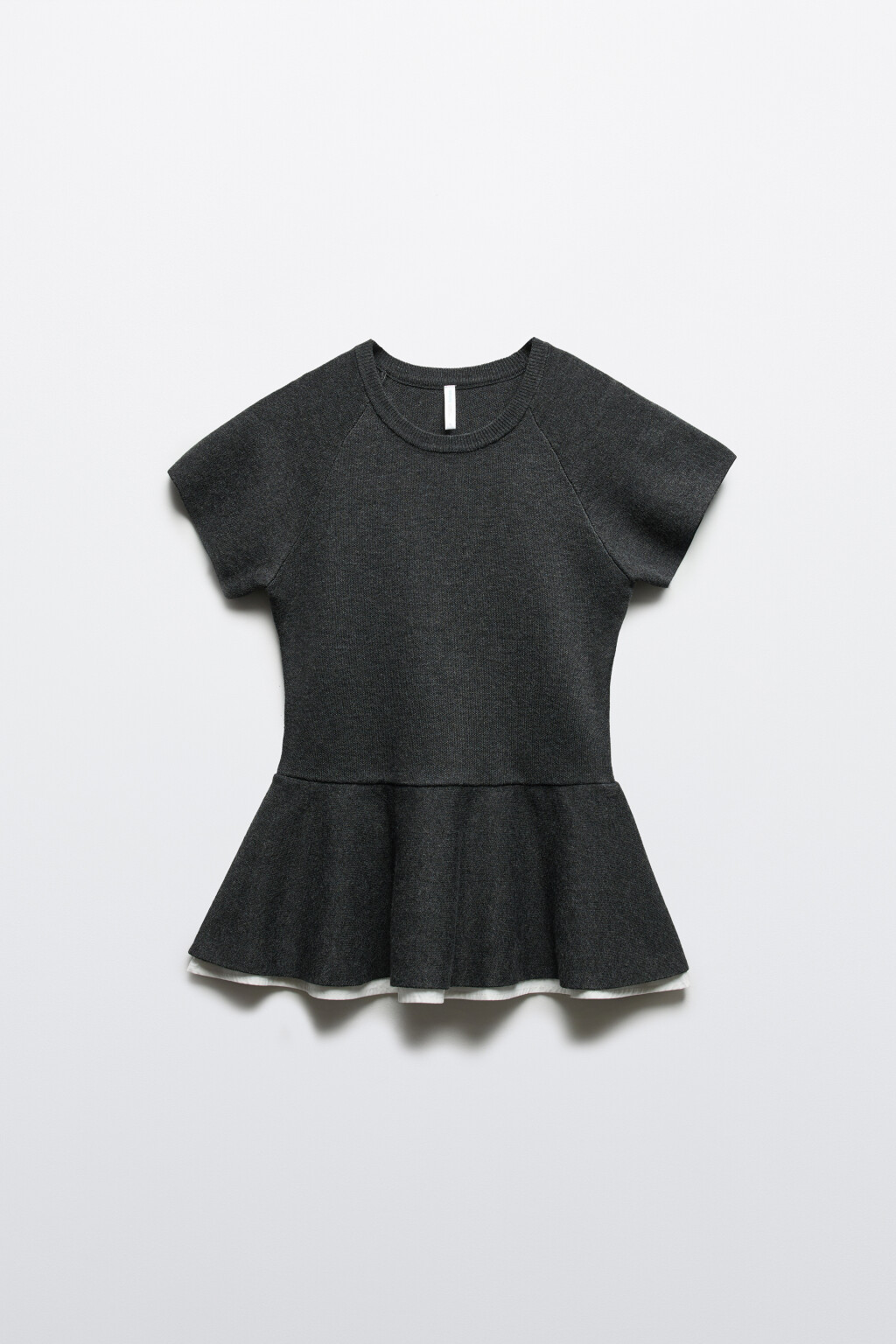 Джемпер с двуслойной баской - цвет серый - 8