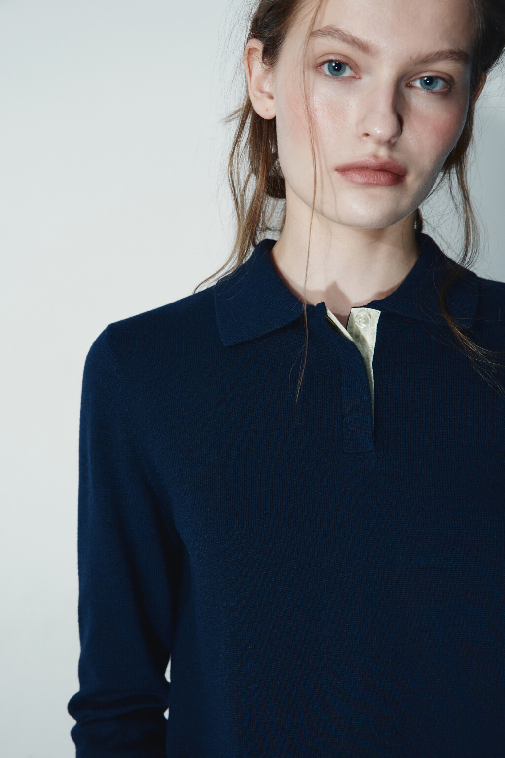 Джемпер-поло вязаный - цвет синий - 5