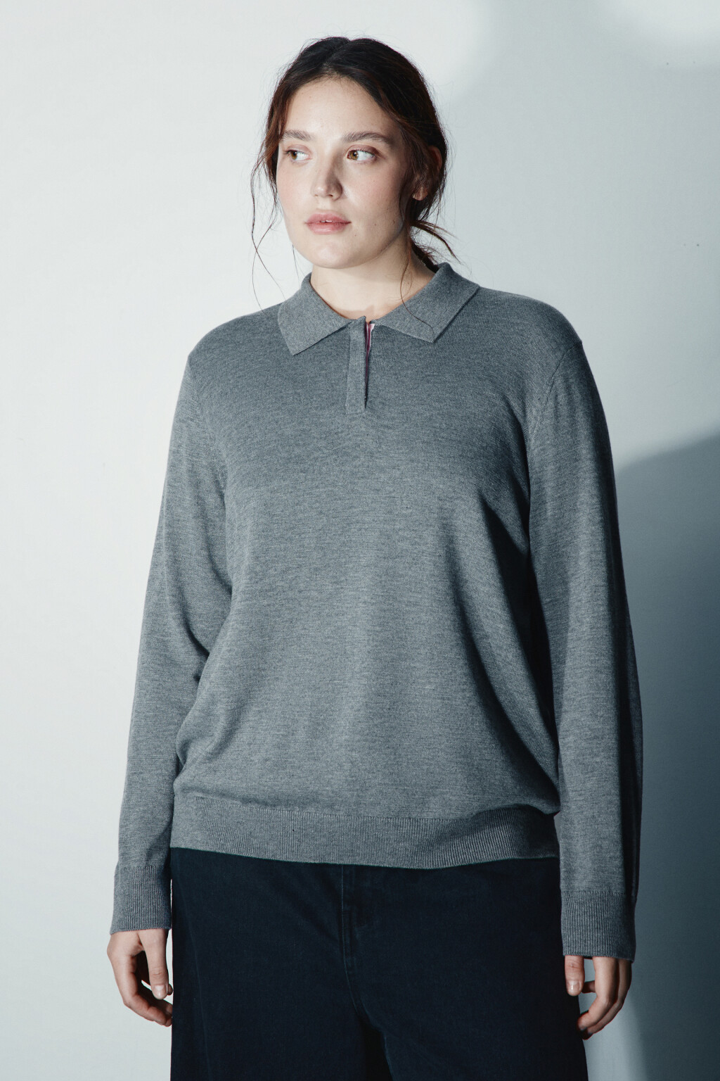 Джемпер вязаный с застежкой на груди - цвет серый - 2