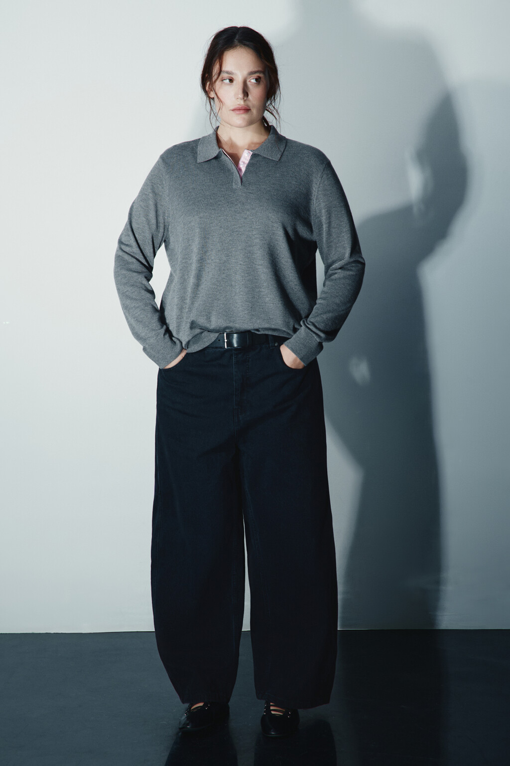 Джемпер вязаный с застежкой на груди - цвет серый - 4