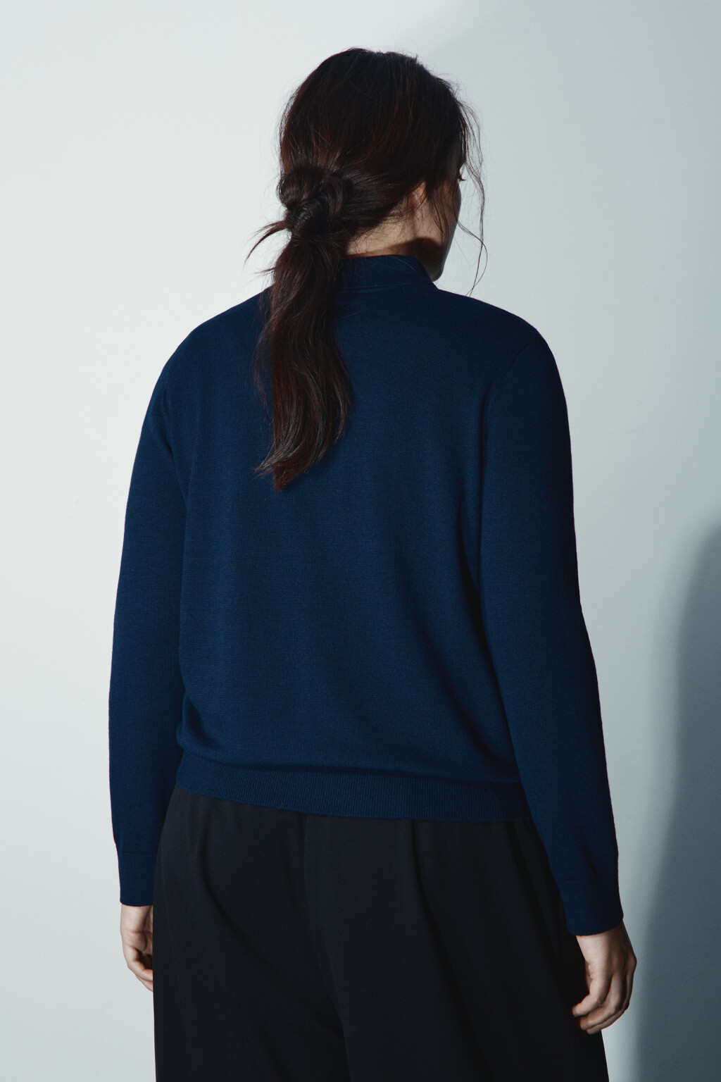 Джемпер-поло вязаный больших размеров - цвет синий - 3