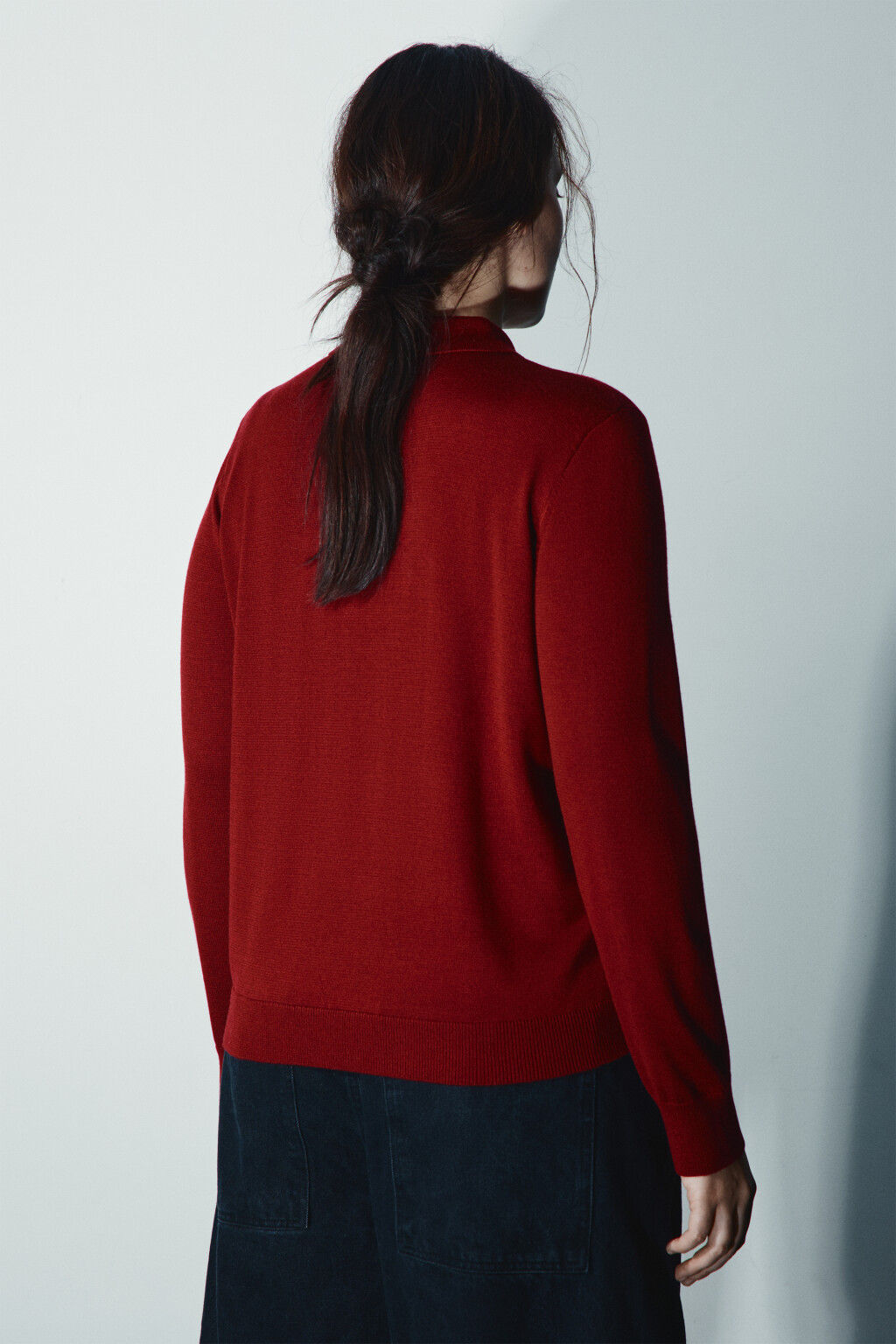 Джемпер-поло вязаный больших размеров - цвет бордовый - 4