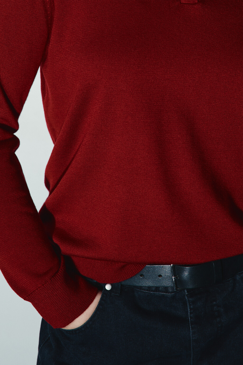 Джемпер-поло вязаный больших размеров - цвет бордовый - 7