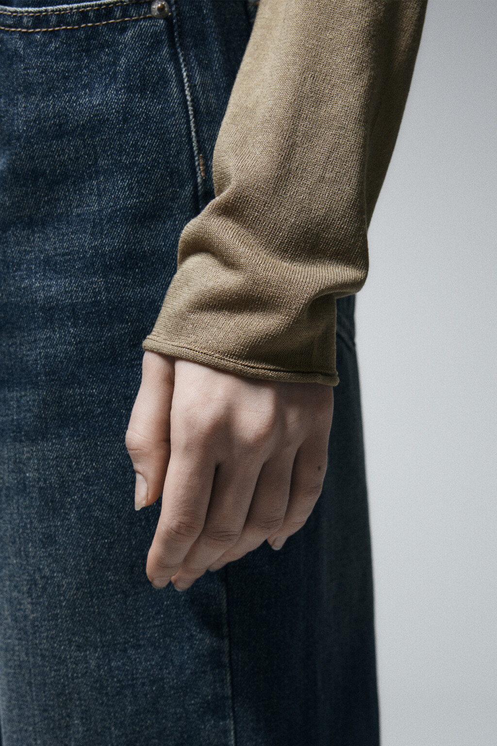 Джемпер вязаный с имитацией второго слоя - цвет зеленый - 7