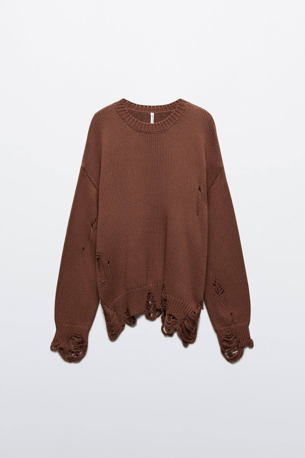 Джемпер вязаный с рваным декором - цвет бежевый - 8