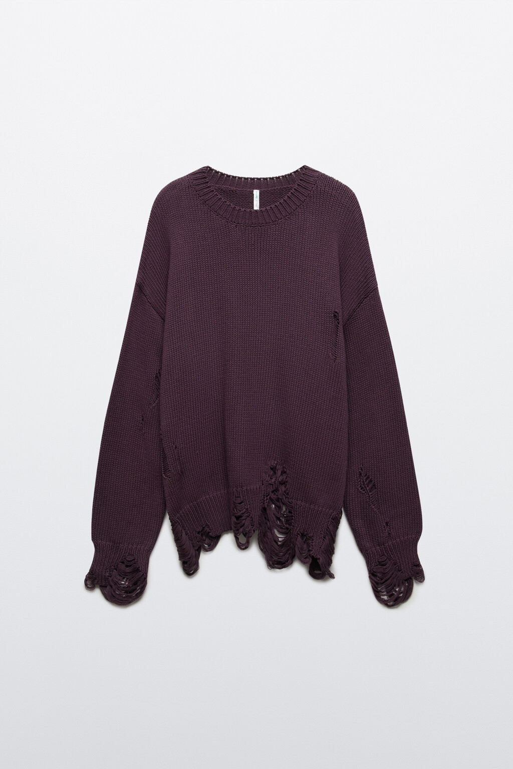 Джемпер вязаный с рваным декором - цвет фиолетовый - 7