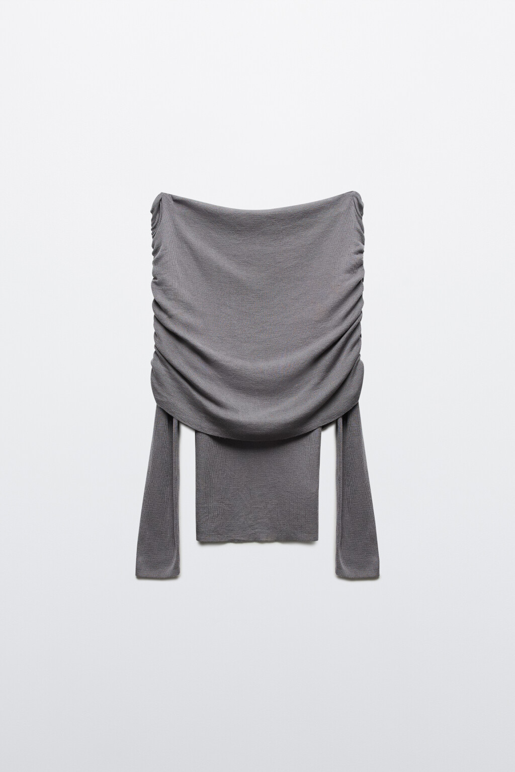 Джемпер из лиоцелла с открытыми плечами - цвет серый - 1