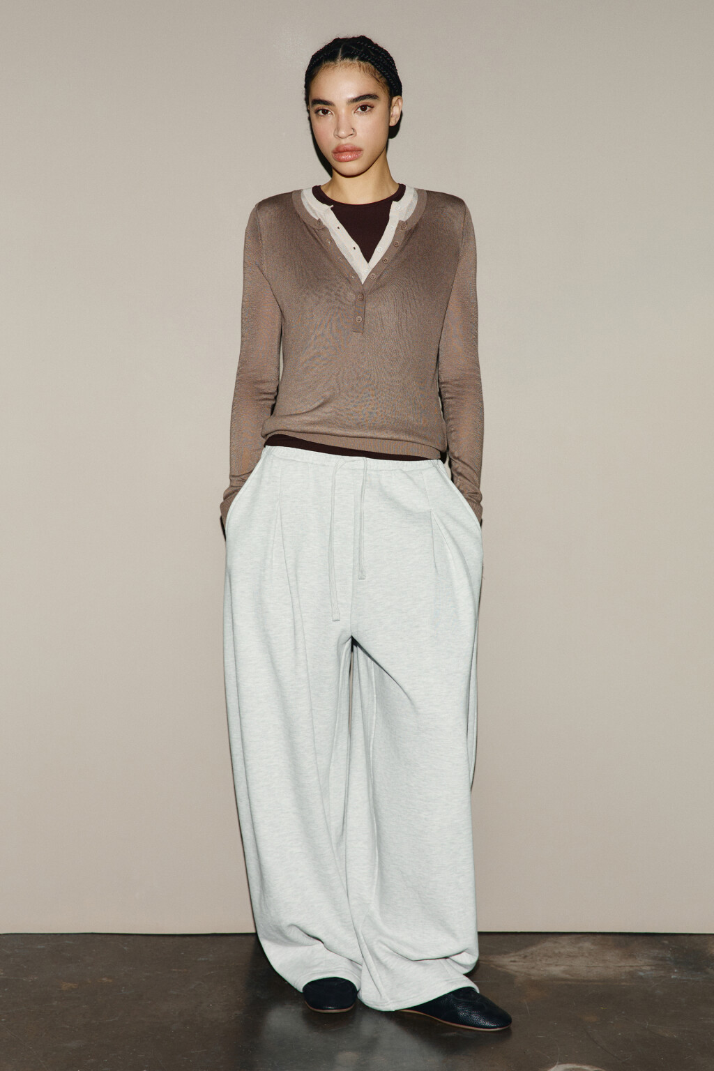 Джемпер вискозный с имитацией второго слоя - цвет бежевый - 4