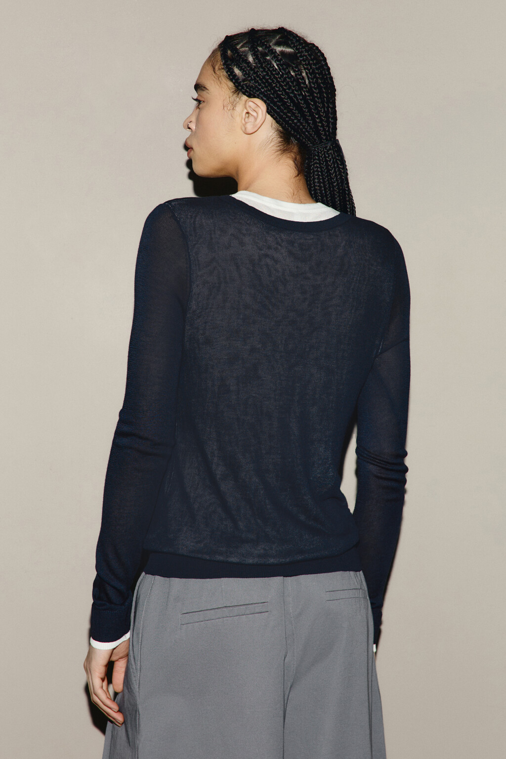 Джемпер вискозный с имитацией второго слоя - цвет синий - 3