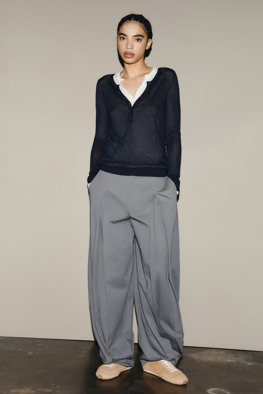 Джемпер вискозный с имитацией второго слоя - цвет синий - 4