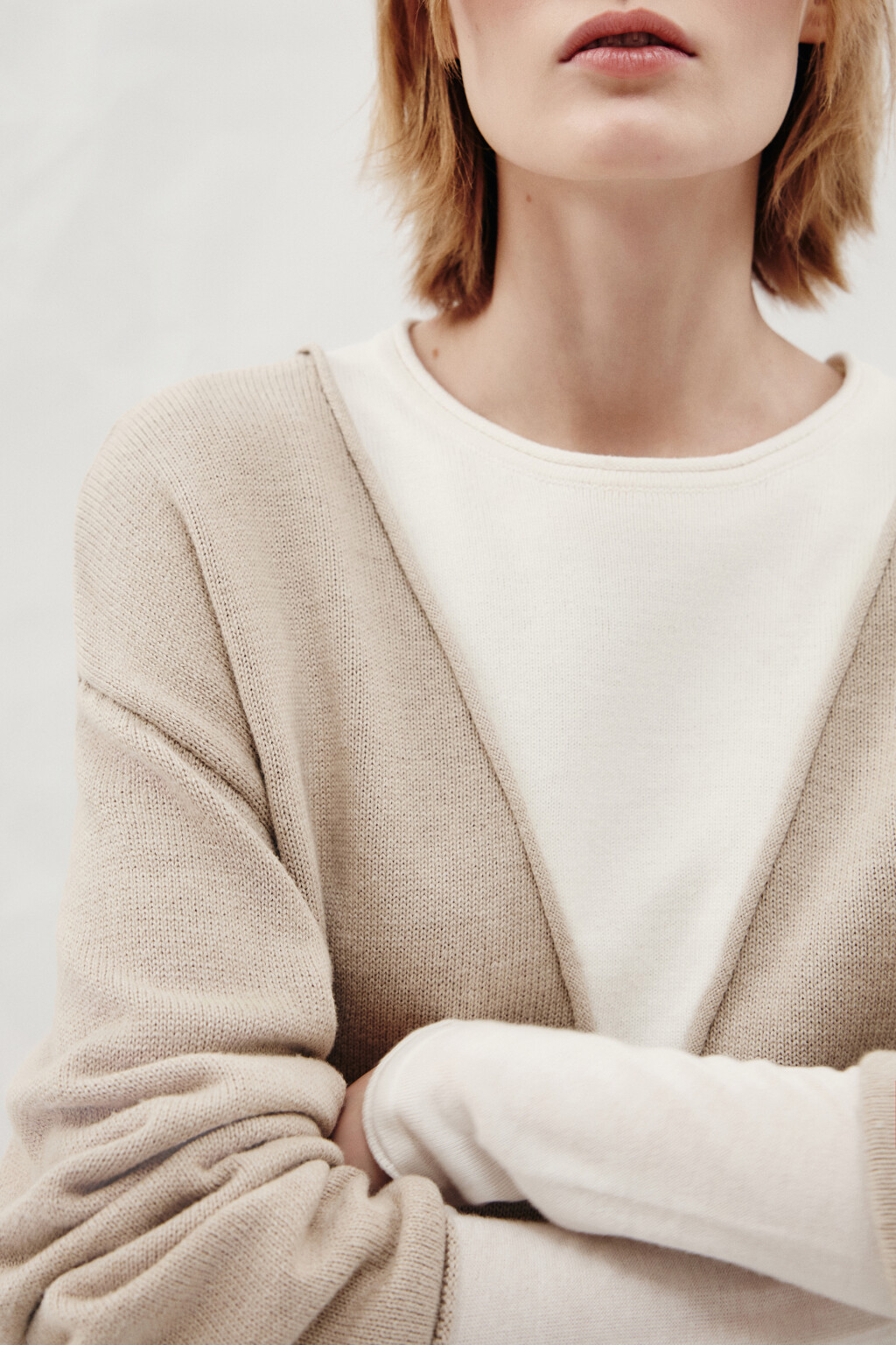 Джемпер с руликами и имитацией второго слоя - цвет бежевый - 1