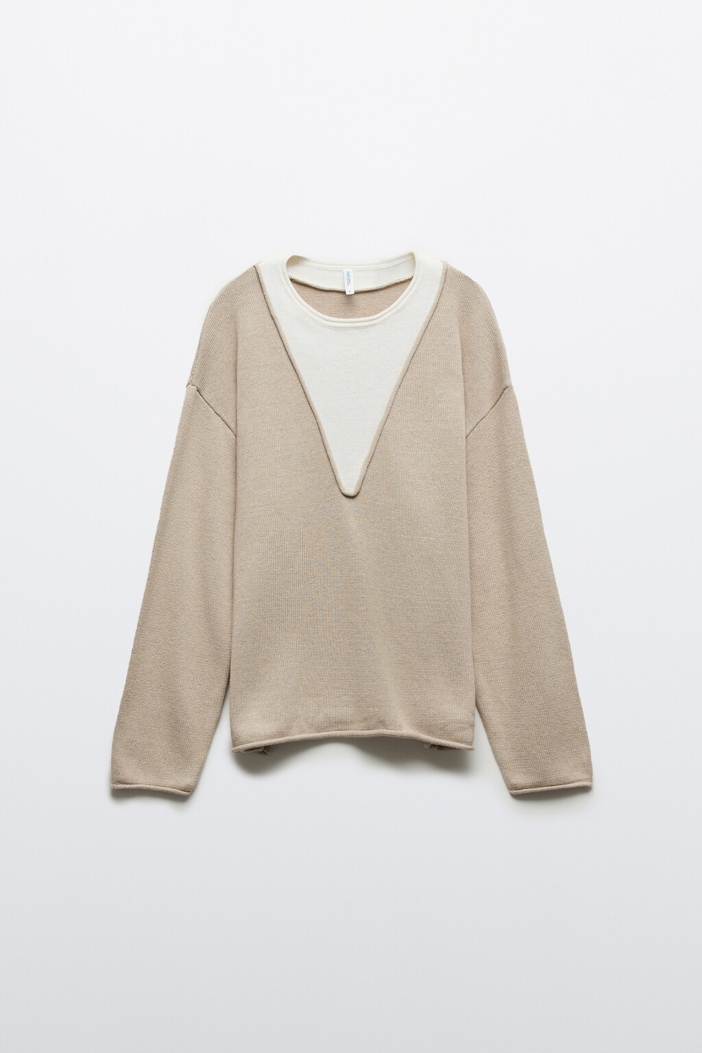 Джемпер с руликами и имитацией второго слоя - цвет бежевый - 7