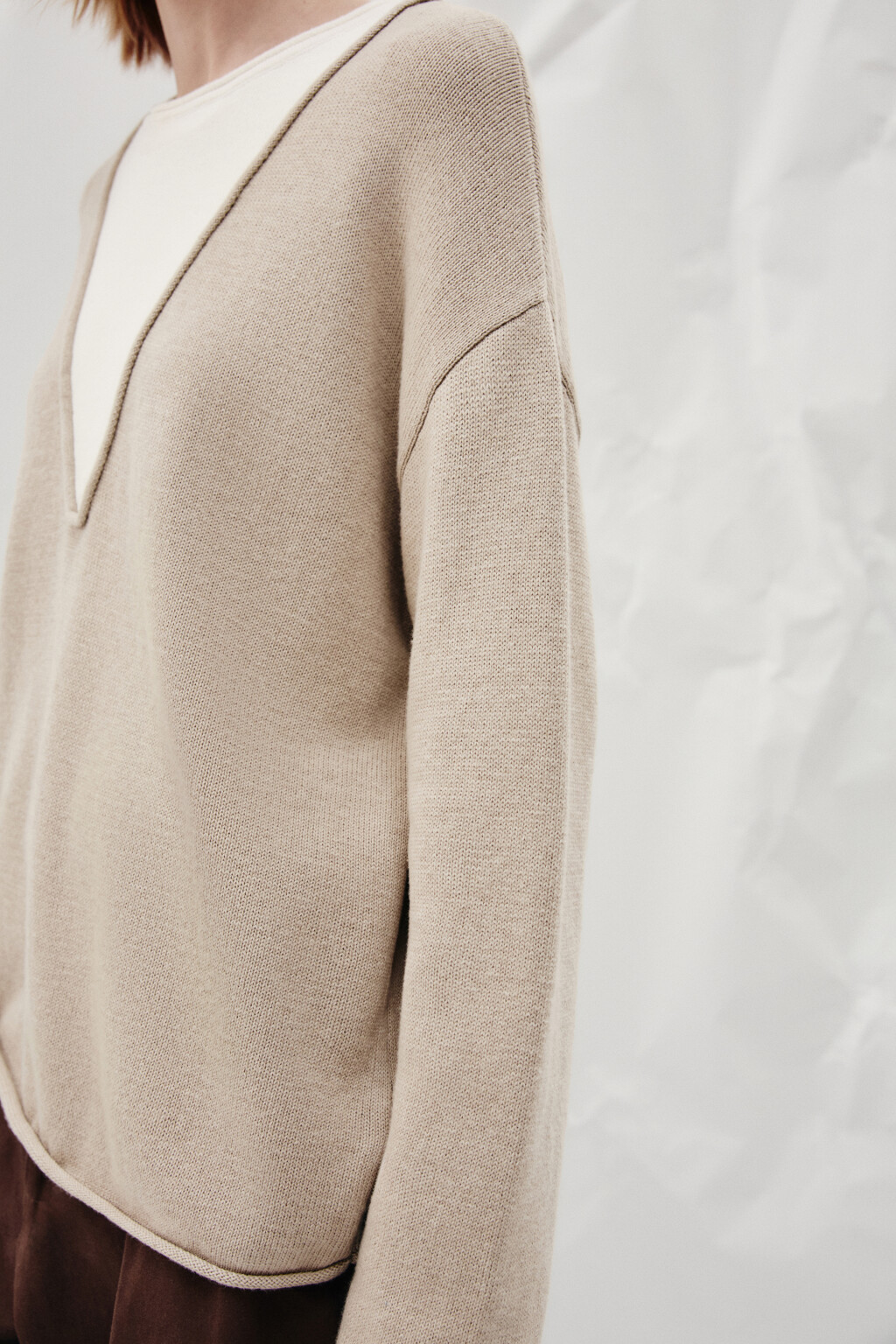 Джемпер с руликами и имитацией второго слоя - цвет бежевый - 6