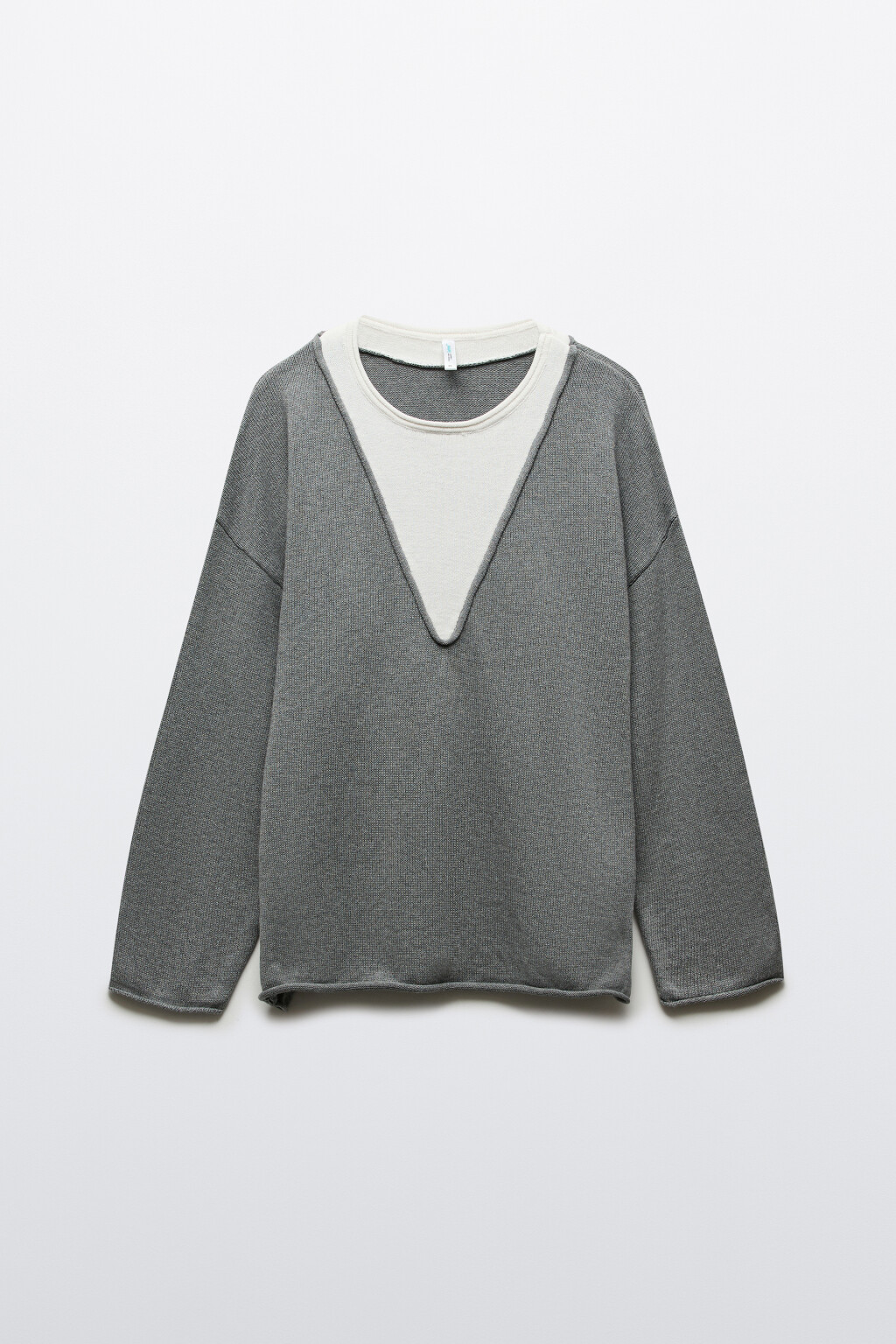Джемпер с руликами и имитацией второго слоя - цвет серый - 7