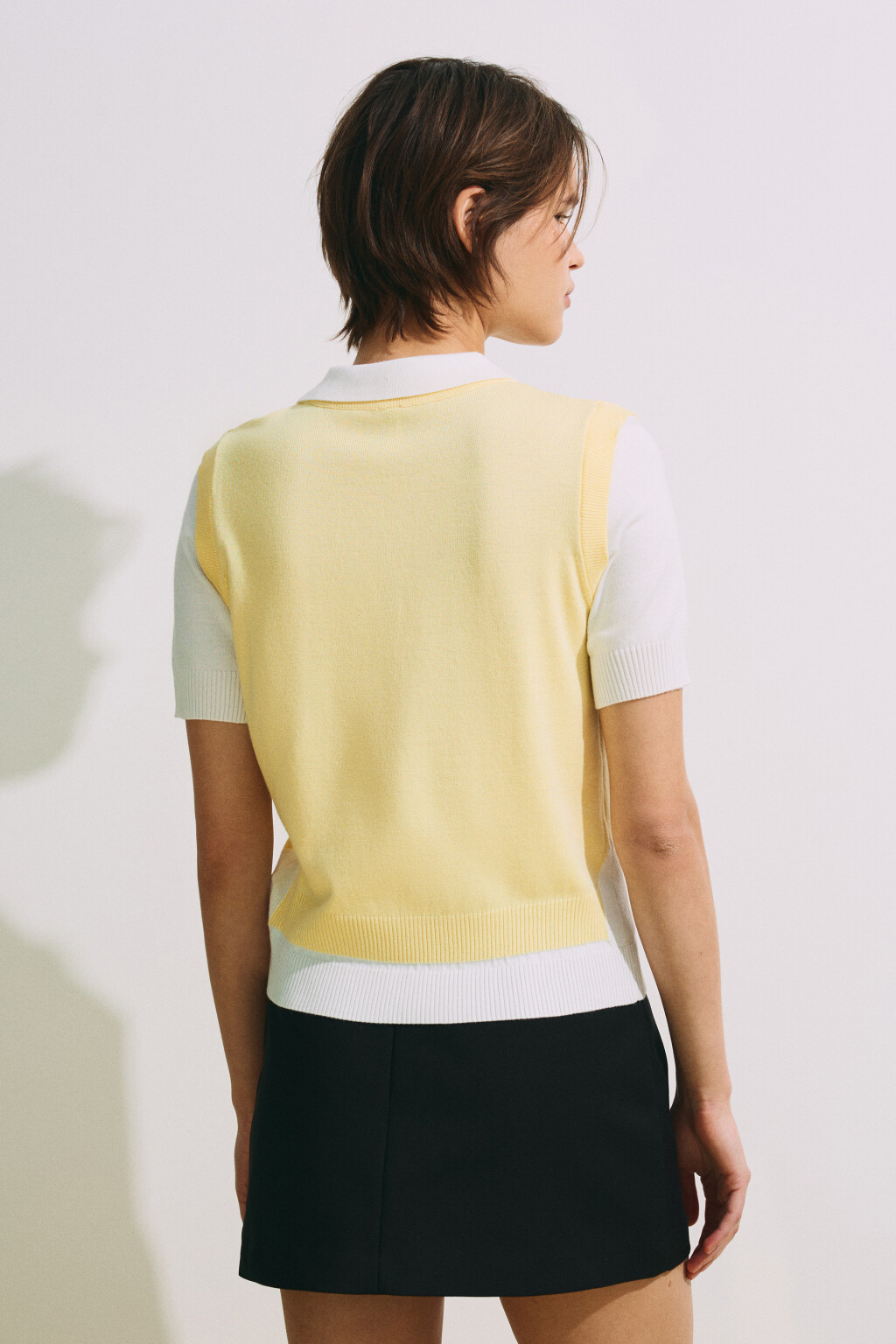 Джемпер-поло с имитацией жилетки - цвет желтый - 5