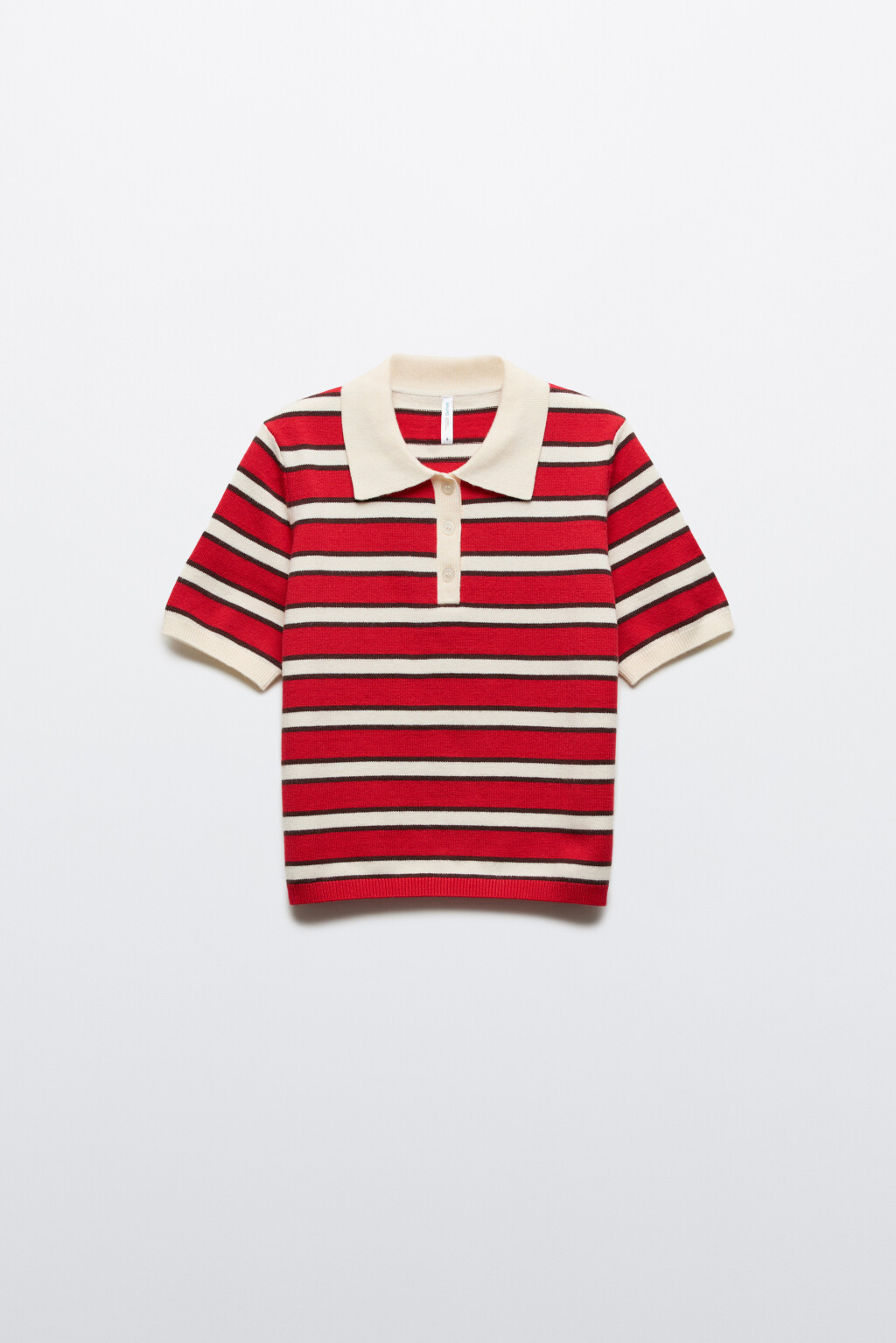 Футболка-вязаная в полоску - цвет красный - 7