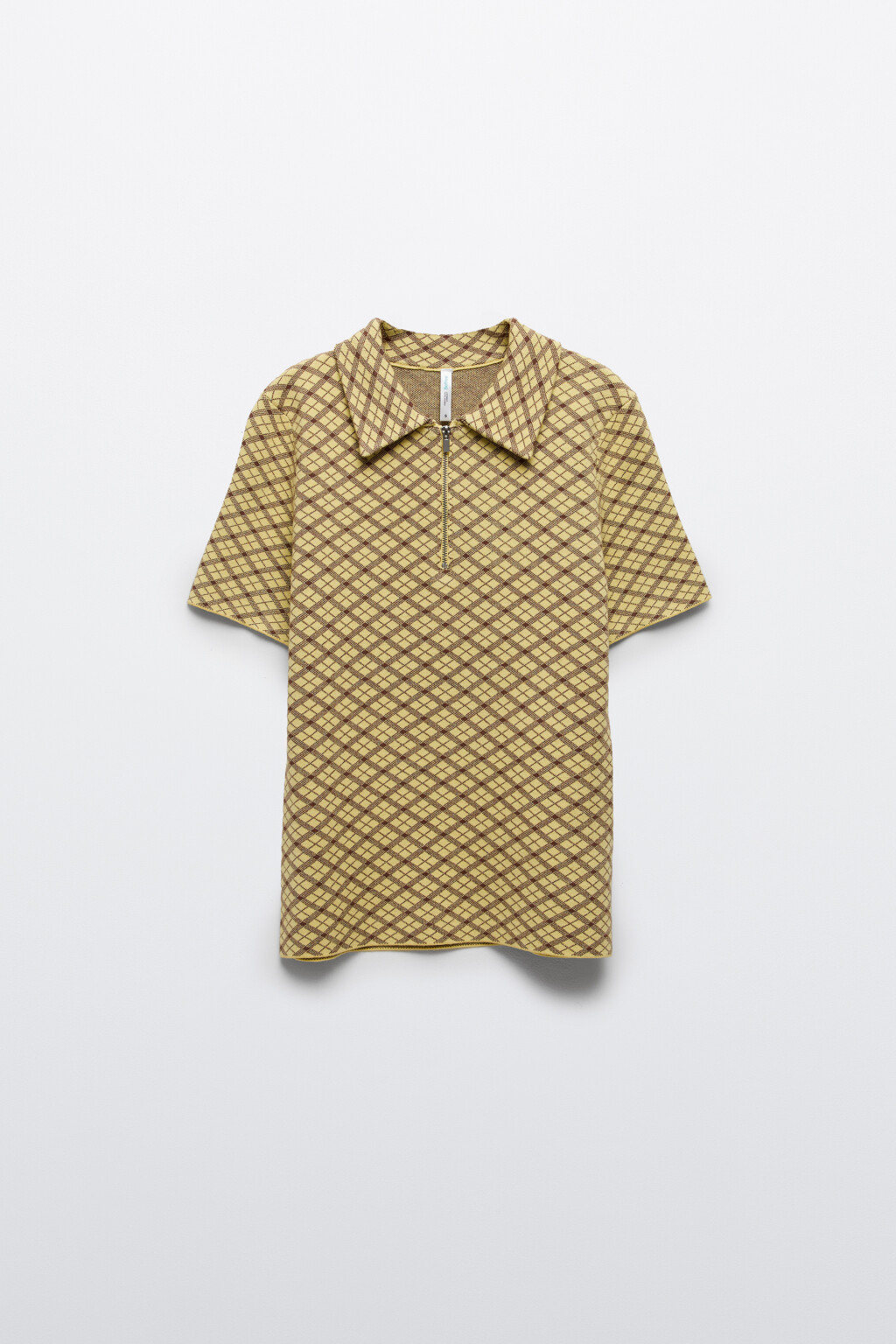 Футболка-поло вязаная жаккардовая на молнии - цвет желтый - 1