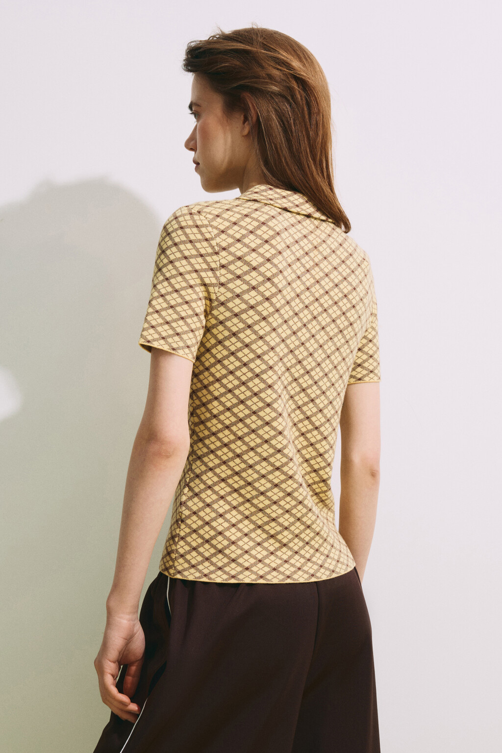 Футболка-поло вязаная жаккардовая на молнии - цвет желтый - 5