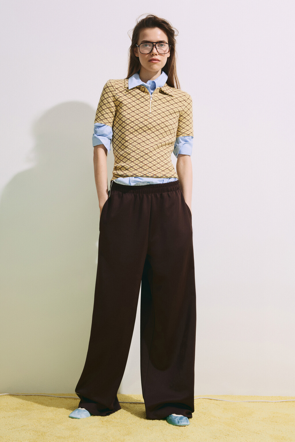 Футболка-поло вязаная жаккардовая на молнии - цвет желтый - 6