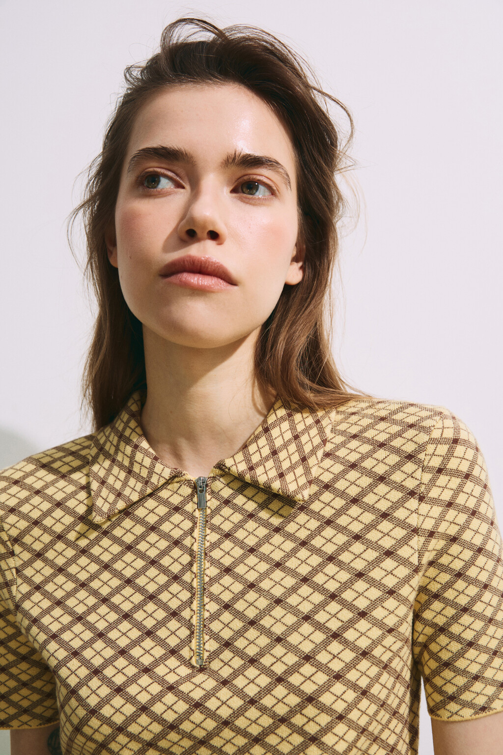 Футболка-поло вязаная жаккардовая на молнии - цвет желтый - 7