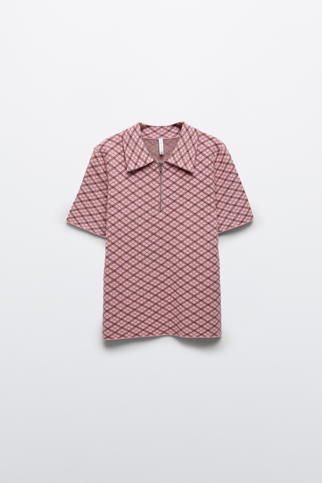 Футболка-поло вязаная жаккардовая на молнии - цвет розовый - 9